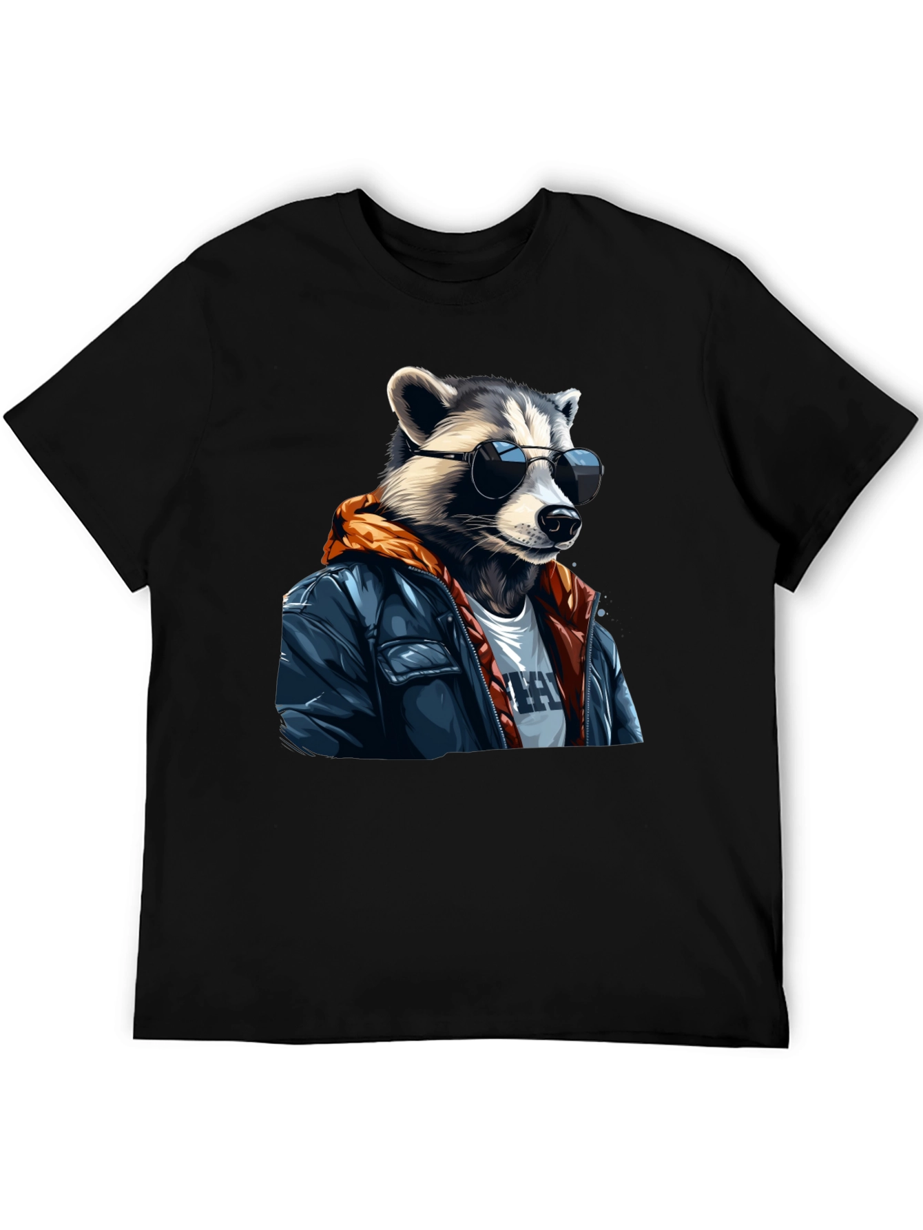 Black Cool Raccoon Graphic Tee - Black T-Shirt view 5