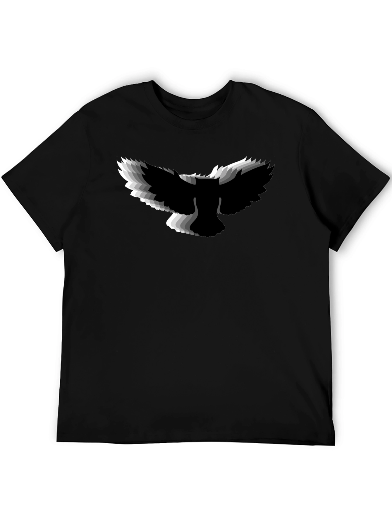 Black Men's Black Graphic Tee - Abstract Bird Design view 5