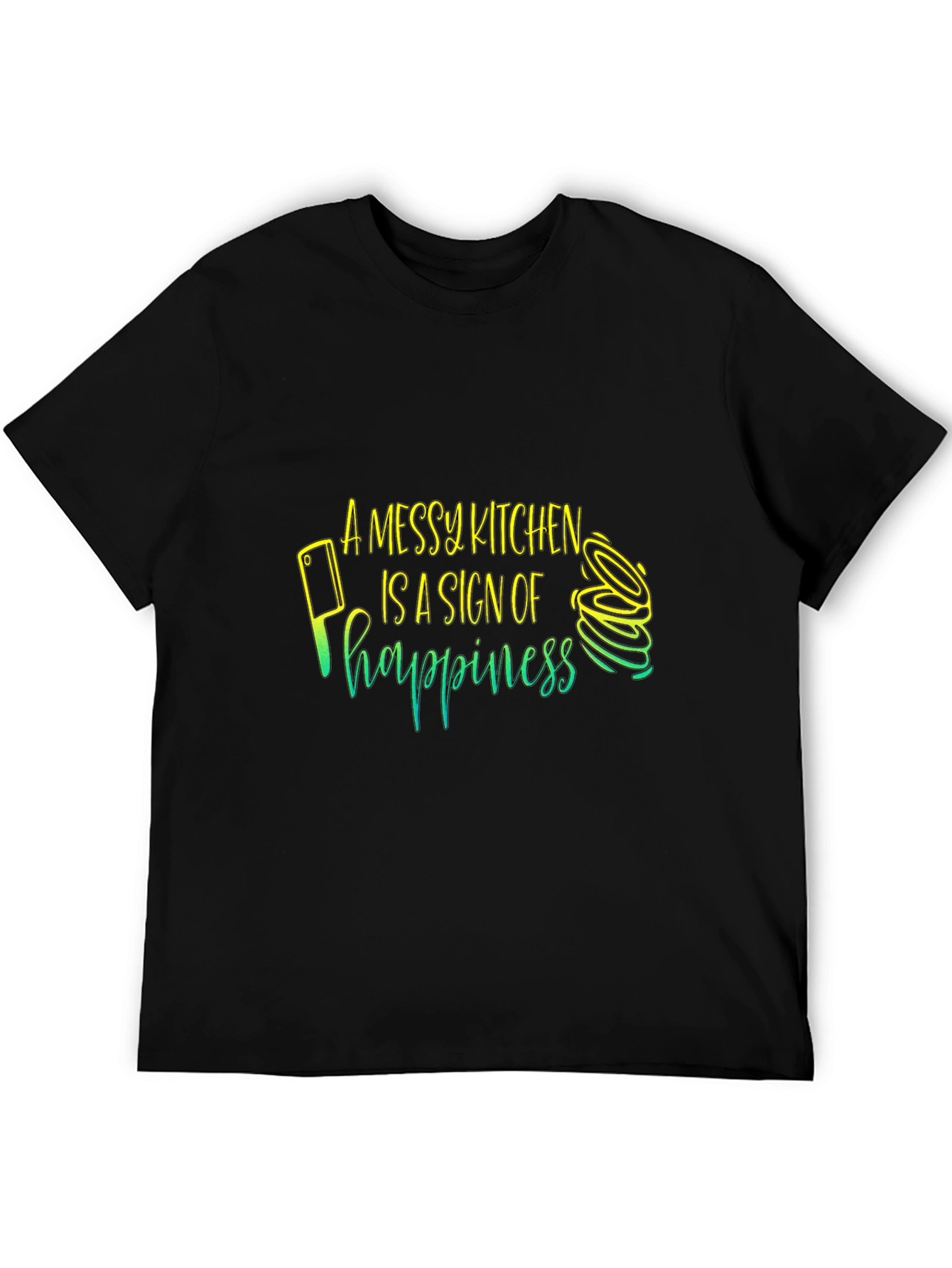 Black Messy Kitchen Happiness T-Shirt - Chef's Delight view 5