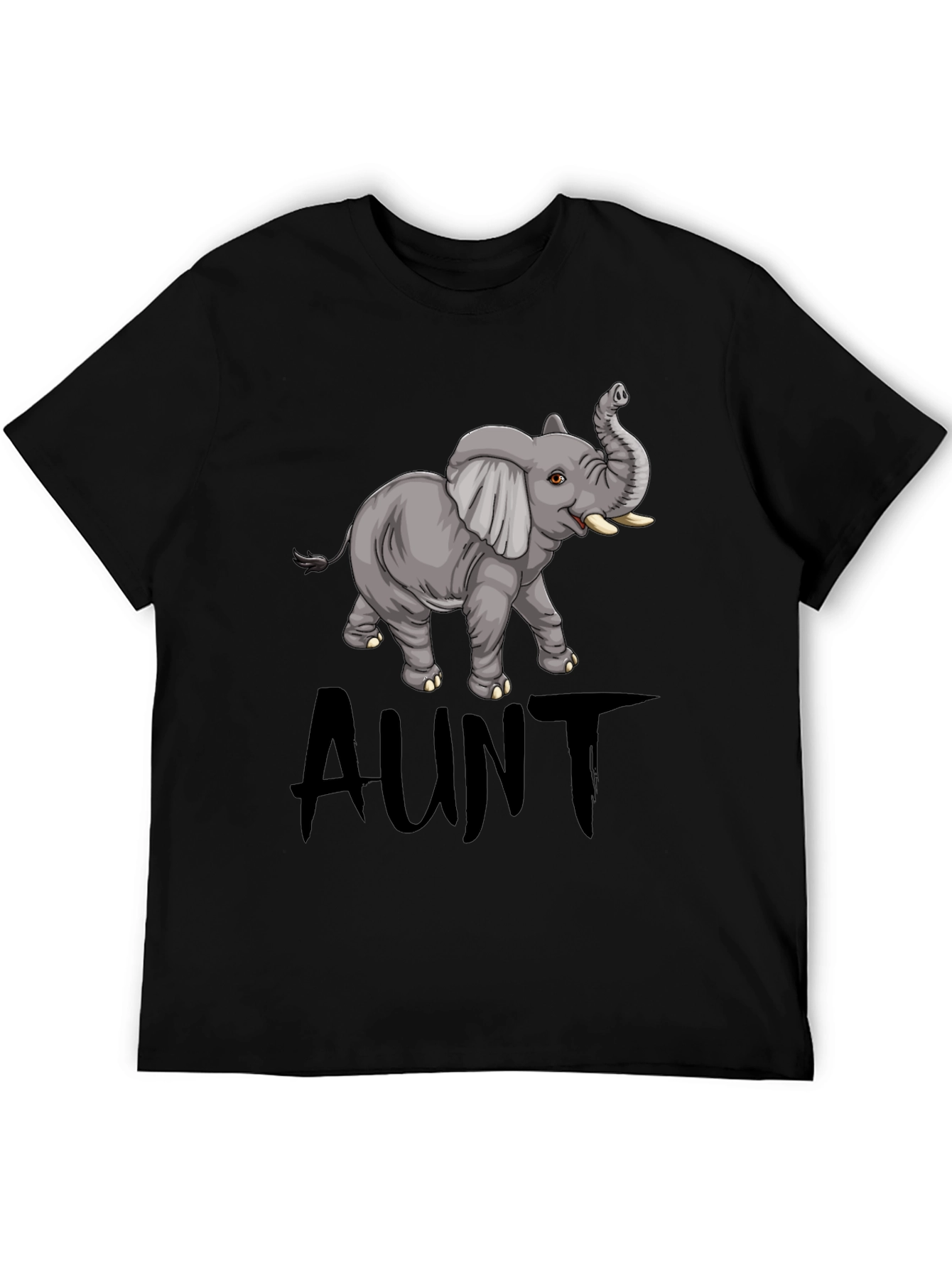 Black Cute Aunt Elephant Graphic Tee - Black view 5