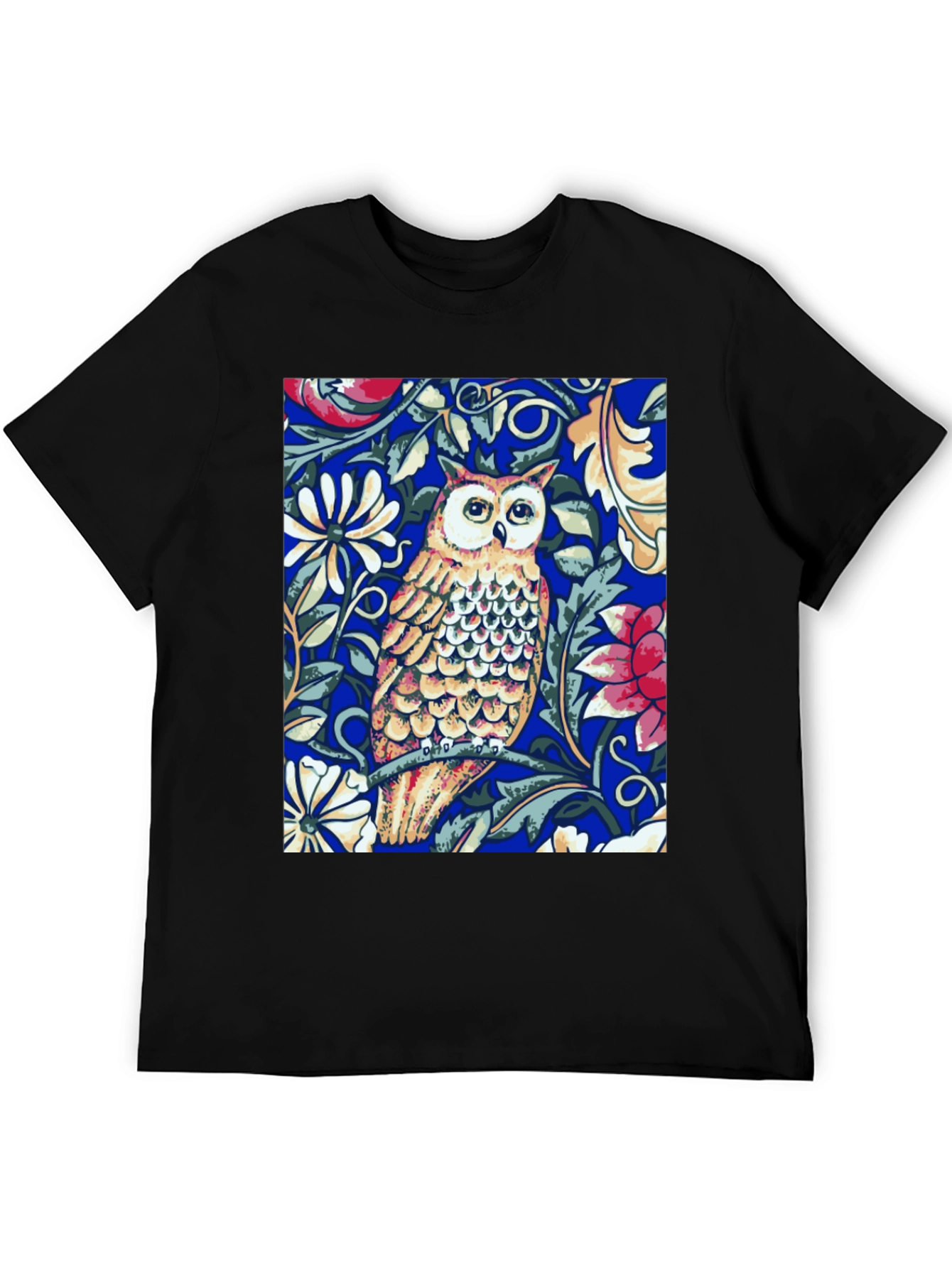 Black Owl Floral T-Shirt - Unique Graphic Tee view 5