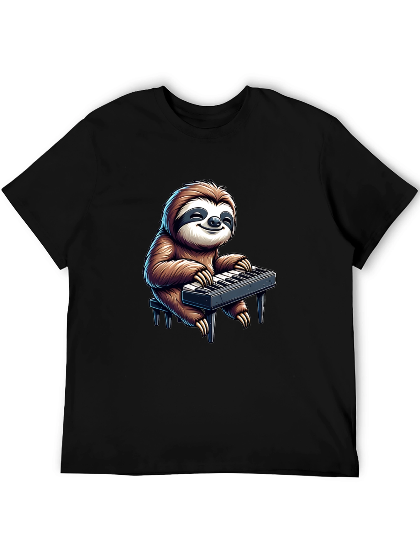 Black Sloth Playing Keyboard Graphic Tee - Black view 5