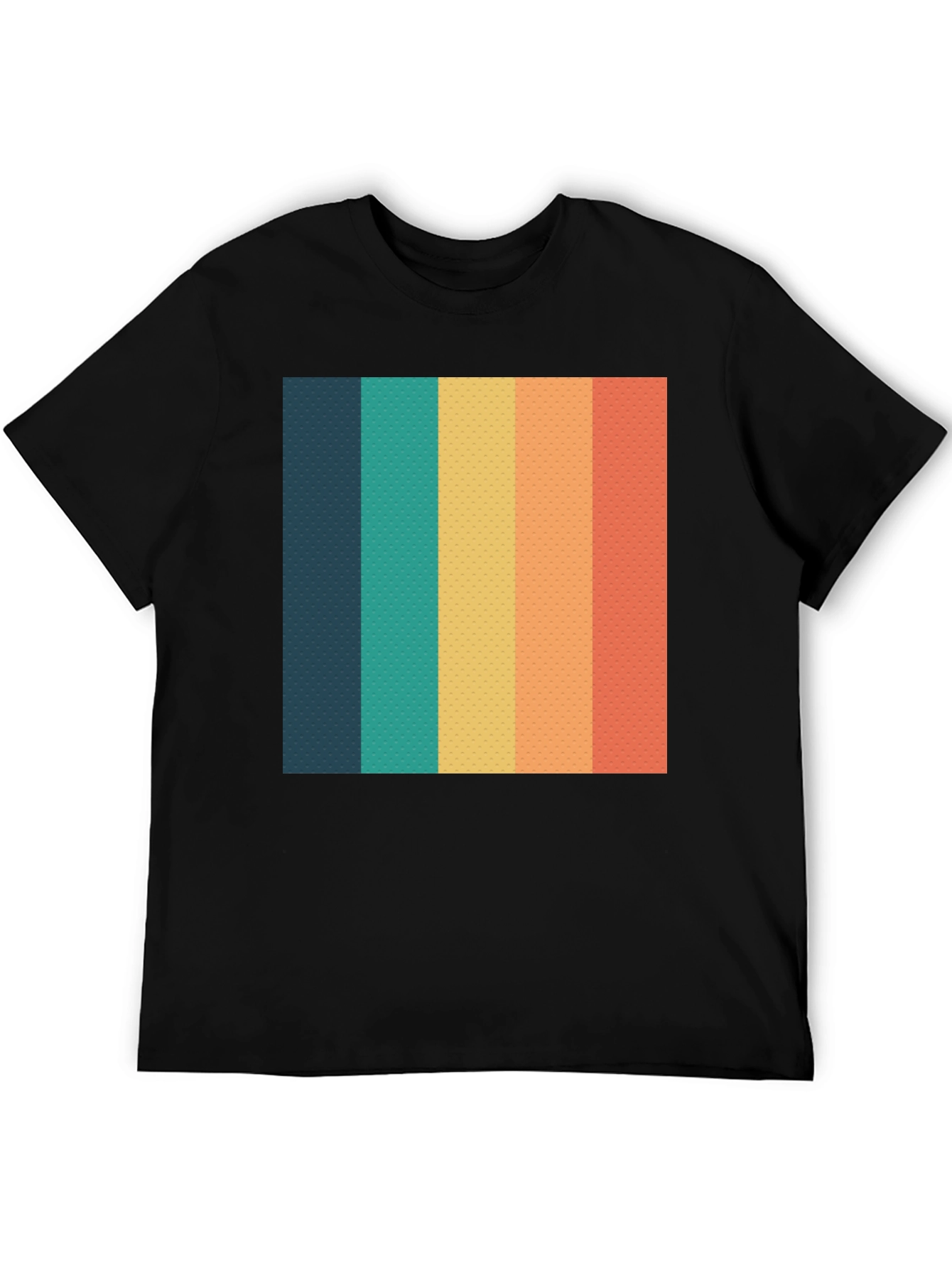 Black Retro Striped T-Shirt - Black Crew Neck Tee view 5