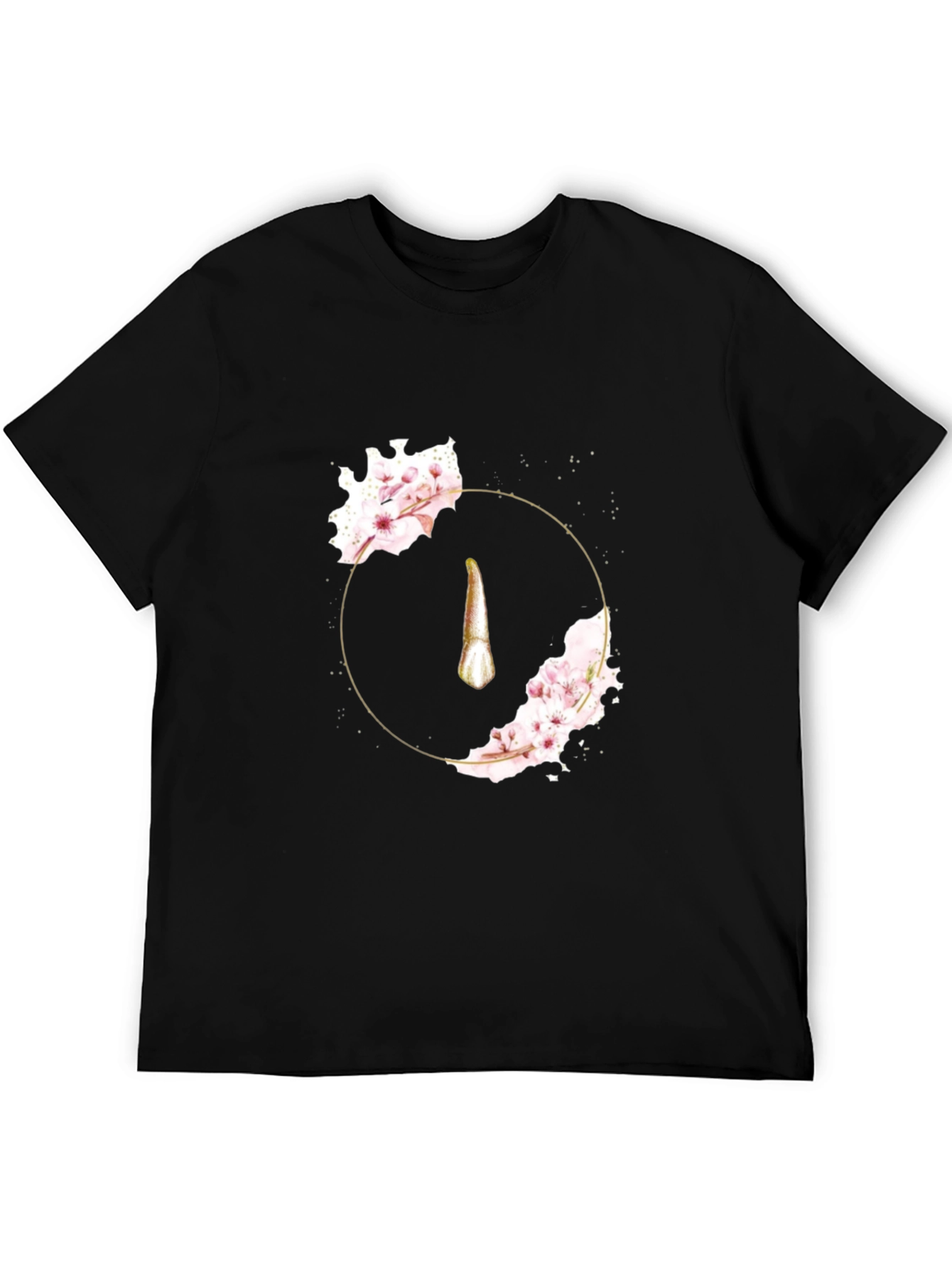Black Floral Tooth Graphic Tee - Artistic Dental Fashion view 5