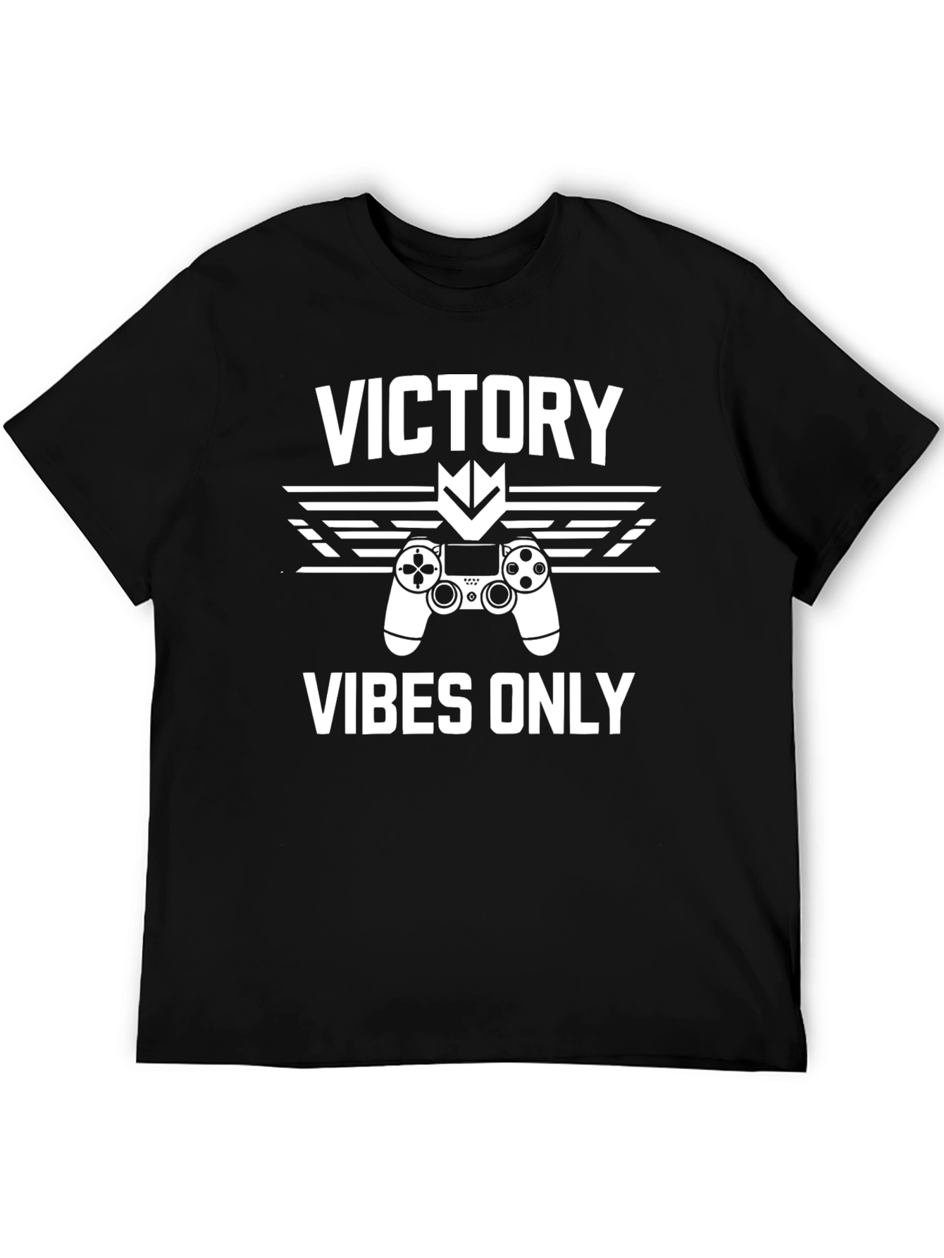 Black Victory Vibes Only Gaming T-Shirt view 5