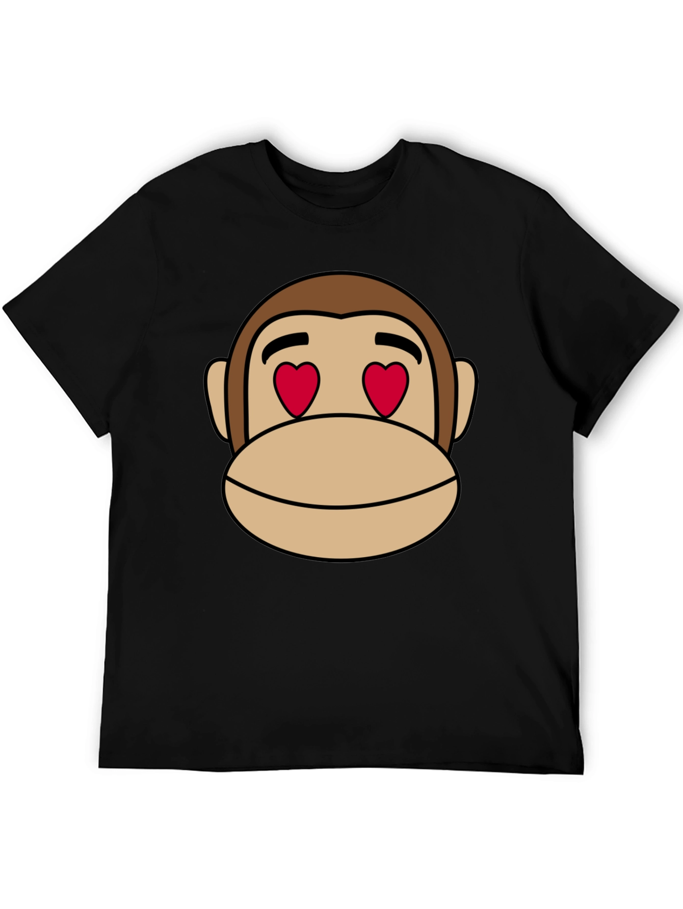 Black Monkey Face Heart Eyes T-Shirt - Black Cotton view 5