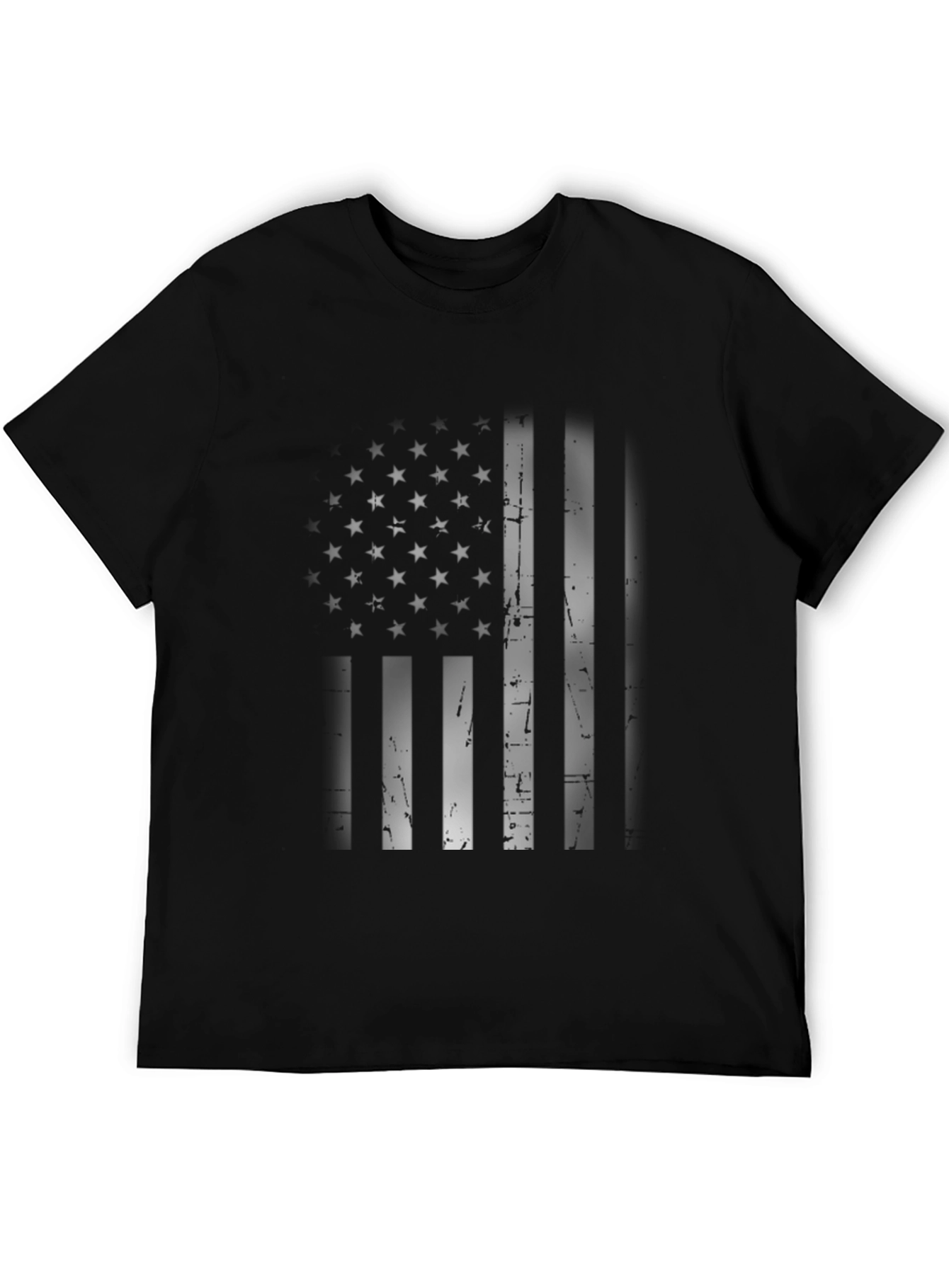 Black American Flag Distressed Graphic Tee - Black view 5