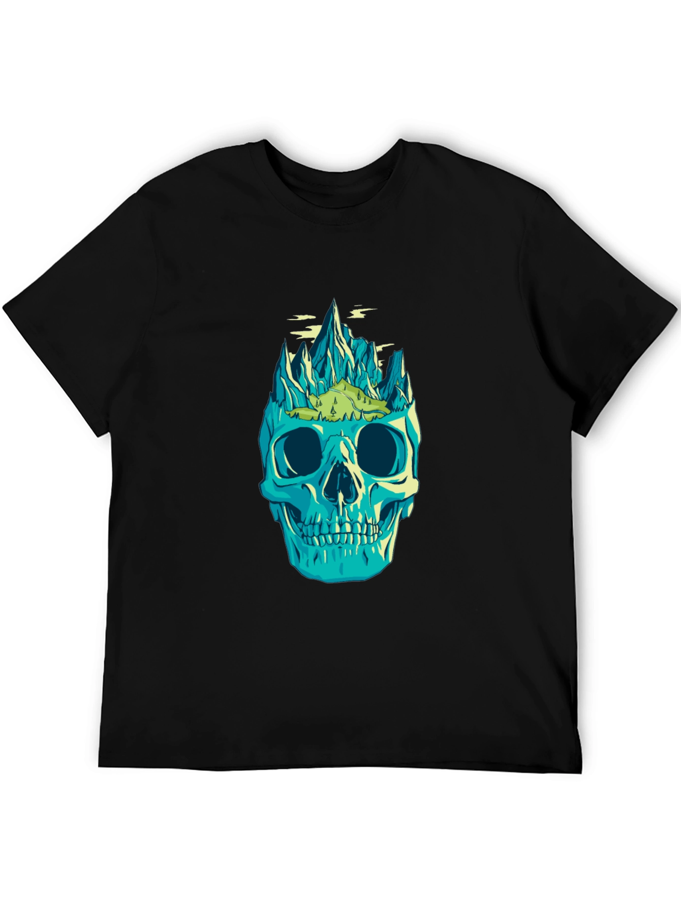 Black Skull Mountain Graphic Print T-Shirt view 5