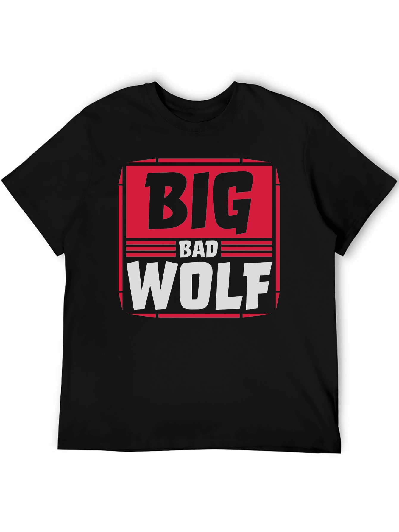 Black Big Bad Wolf Graphic Print T-Shirt view 5