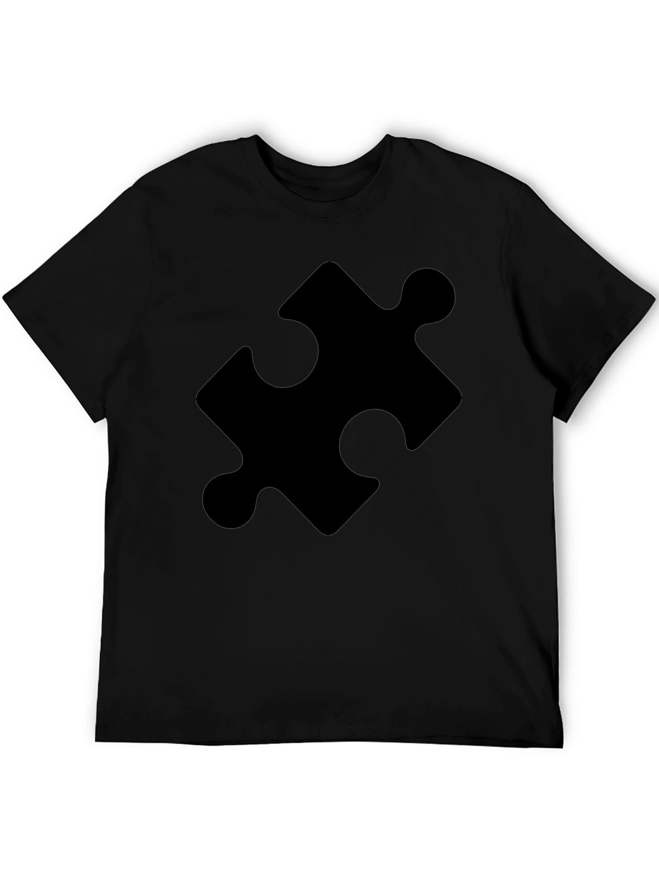 Black Puzzle Piece Graphic Tee - Classic Black Cotton T-Shirt view 5