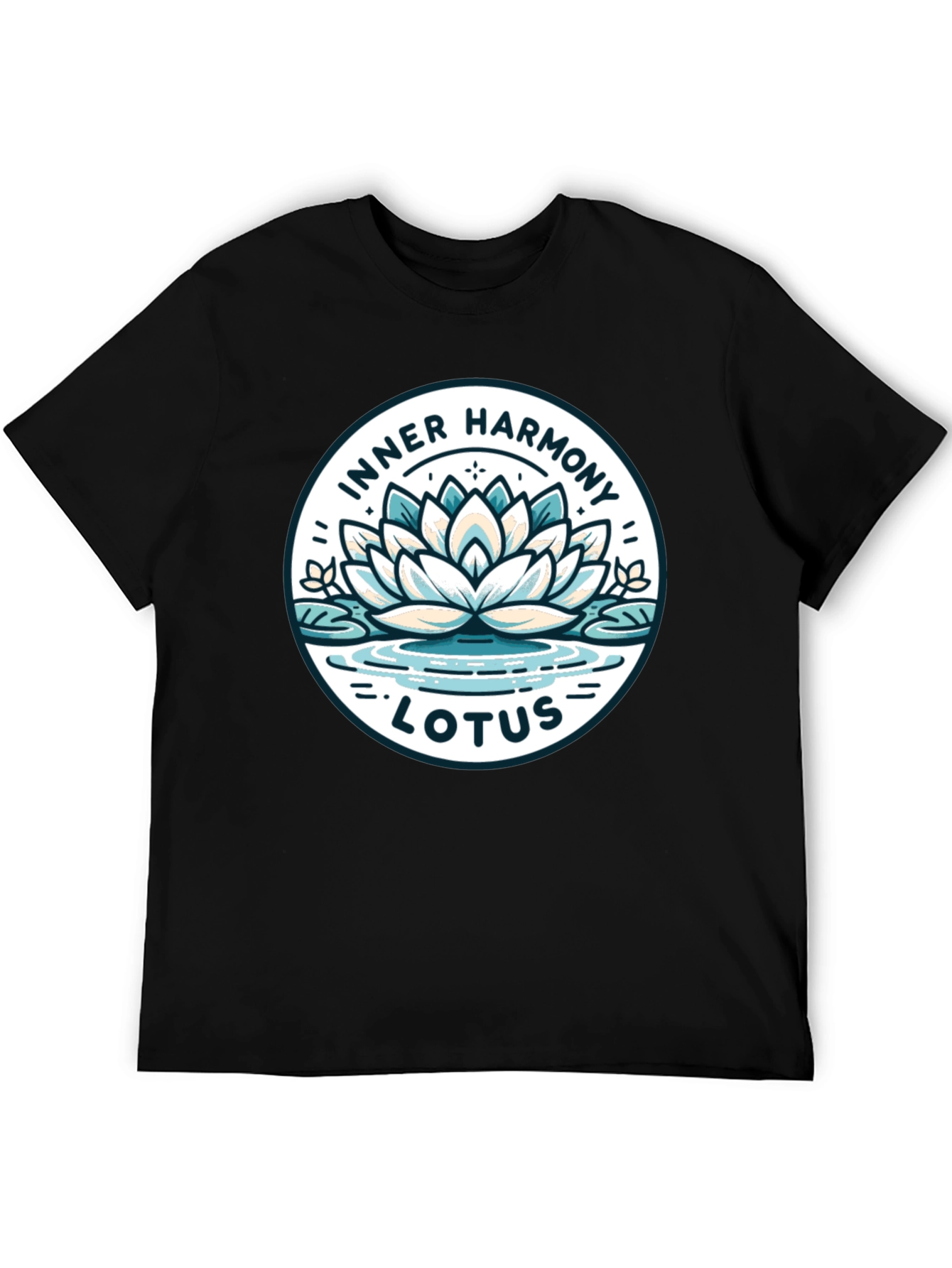 Black Inner Harmony Lotus T-Shirt - Meditative Graphic Tee view 5