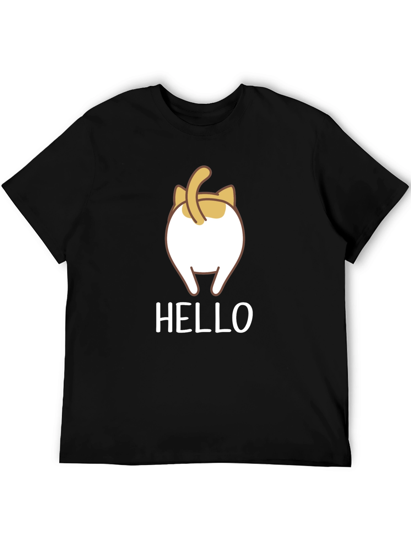 Black Funny Cat Butt T-Shirt - Hello! view 5