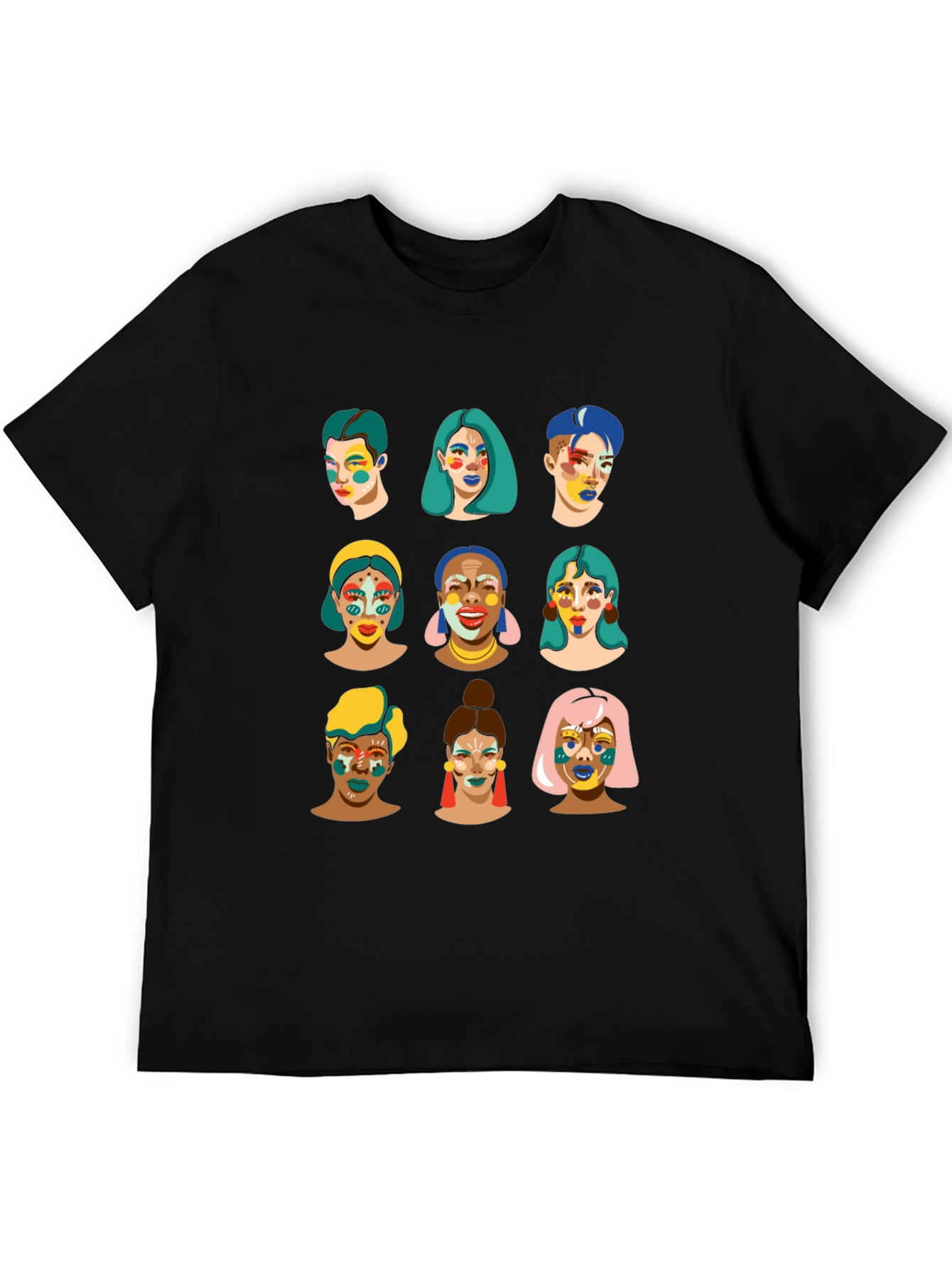 Black Faces T-Shirt - Artistic Design, Unisex Cotton Tee view 5