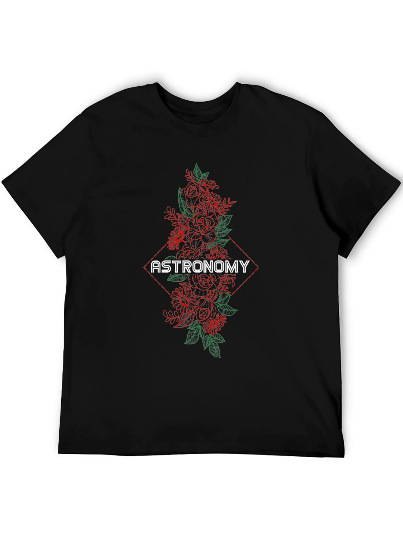 Black Astronomy Floral Graphic T-Shirt view 5