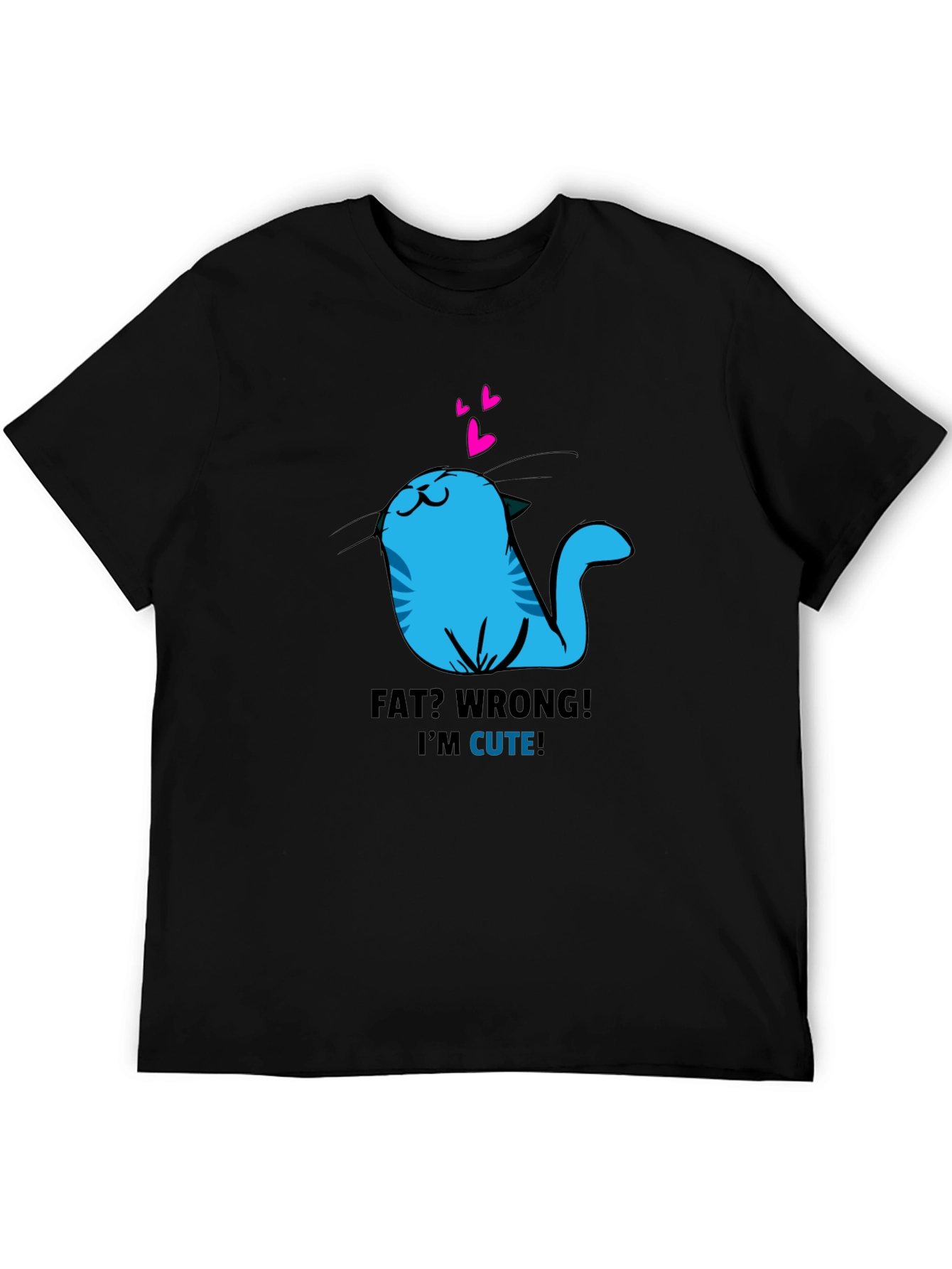 Black Cute Cat Graphic T-Shirt - Funny Kitten Tee view 5