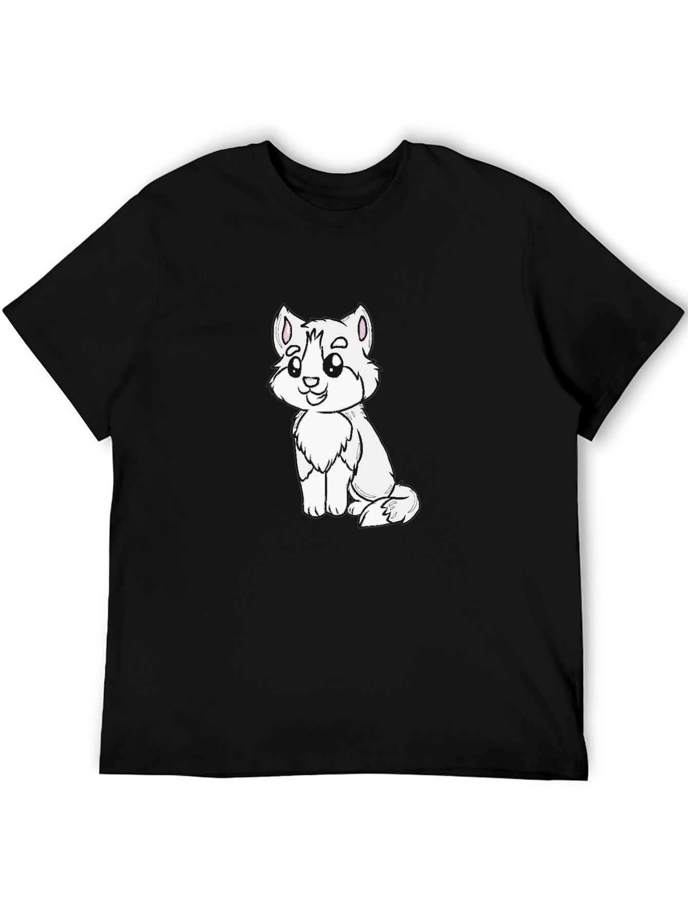 Black Cute Cartoon Animal Graphic Black T-Shirt view 5