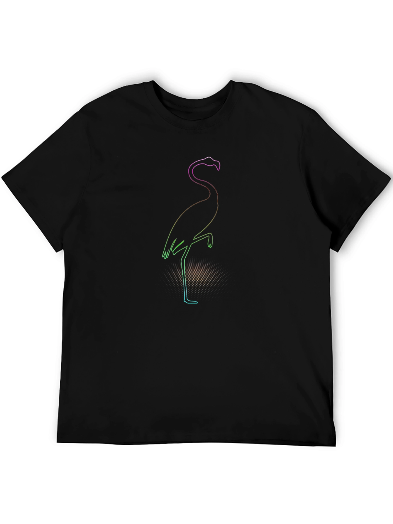 Black Rainbow Flamingo Graphic Tee - Stylish Black T-Shirt view 5