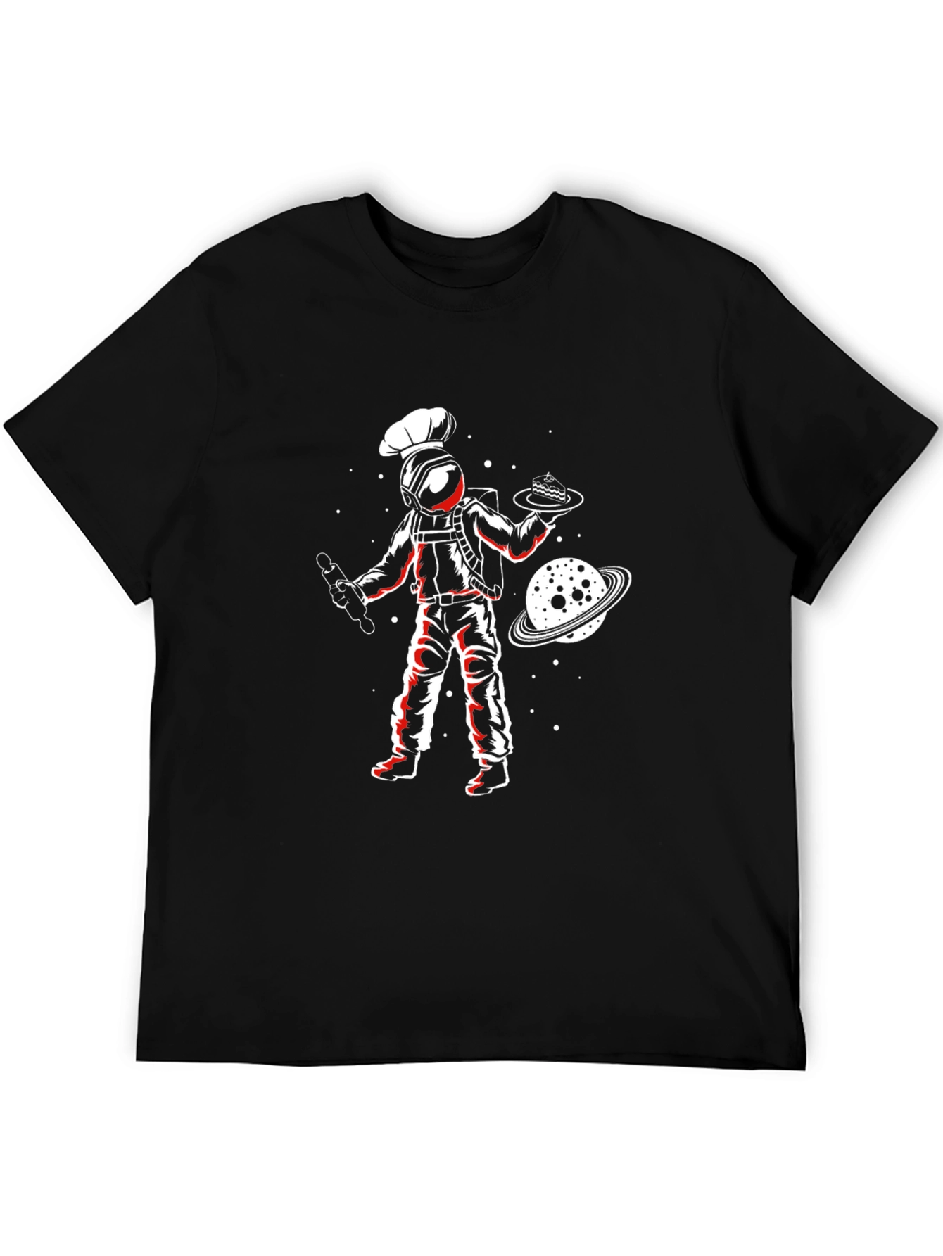 Black Chef Astronaut T-Shirt - Space Baker Design view 5