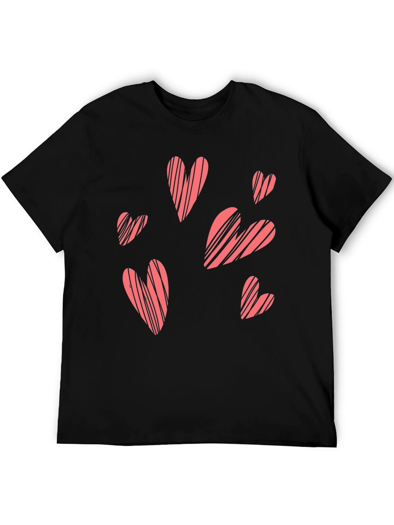 Black Heart Patterned Crew Neck T-Shirt view 5