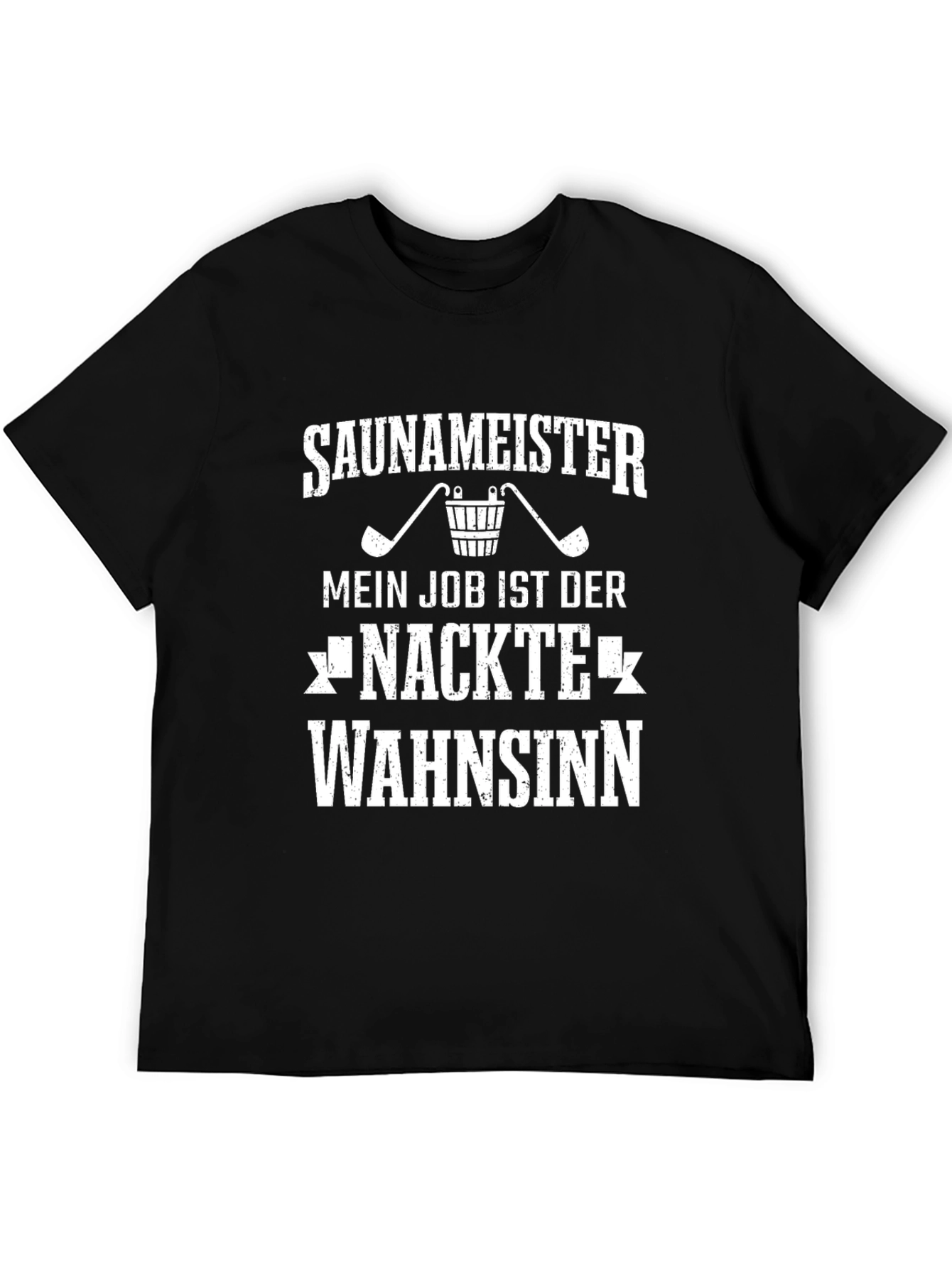 Black Saunameister Fun T-Shirt - Naked Madness Sauna Master view 5
