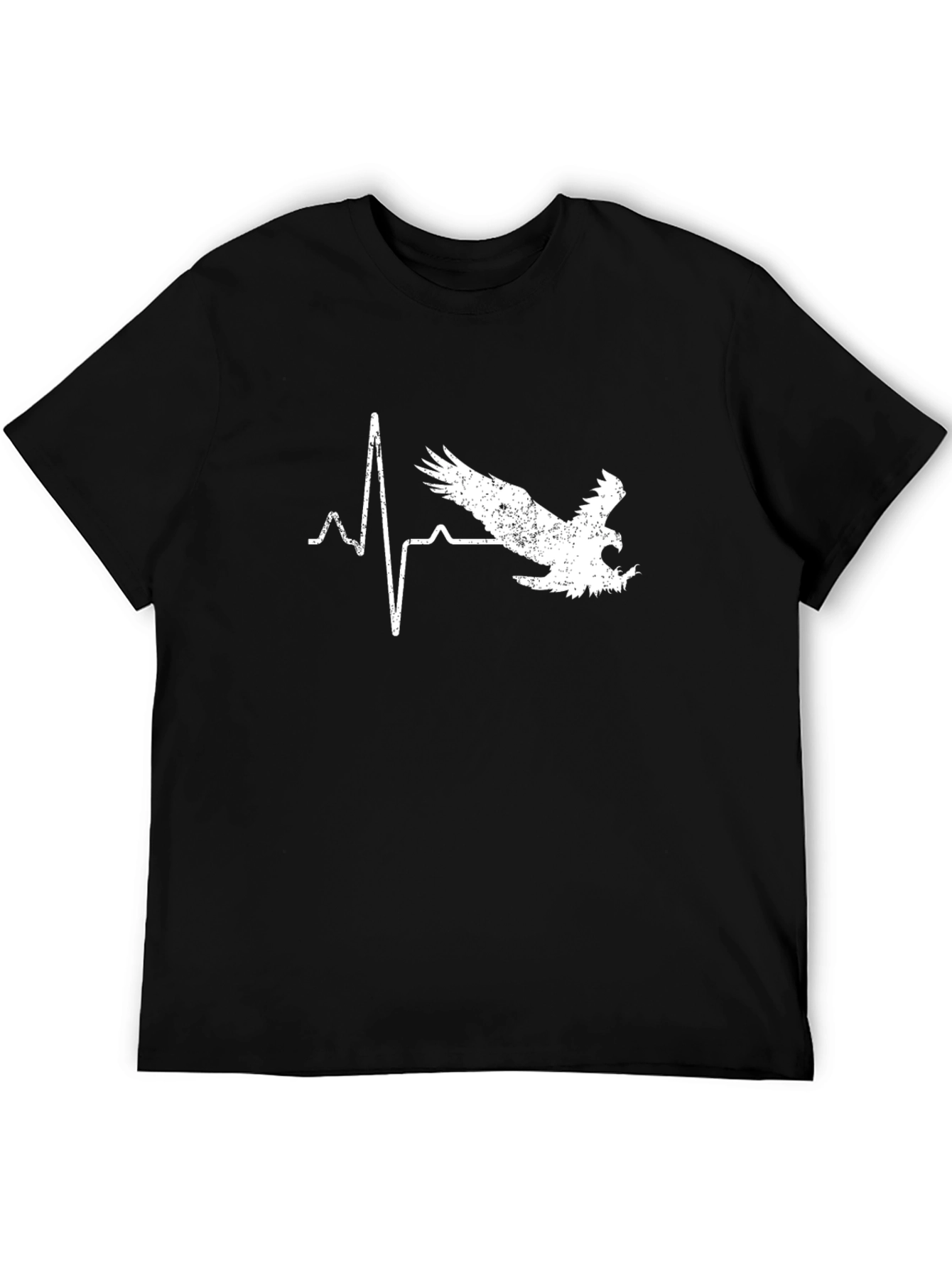 Black Eagle Heartbeat Graphic T-Shirt - Black Cotton Tee view 5