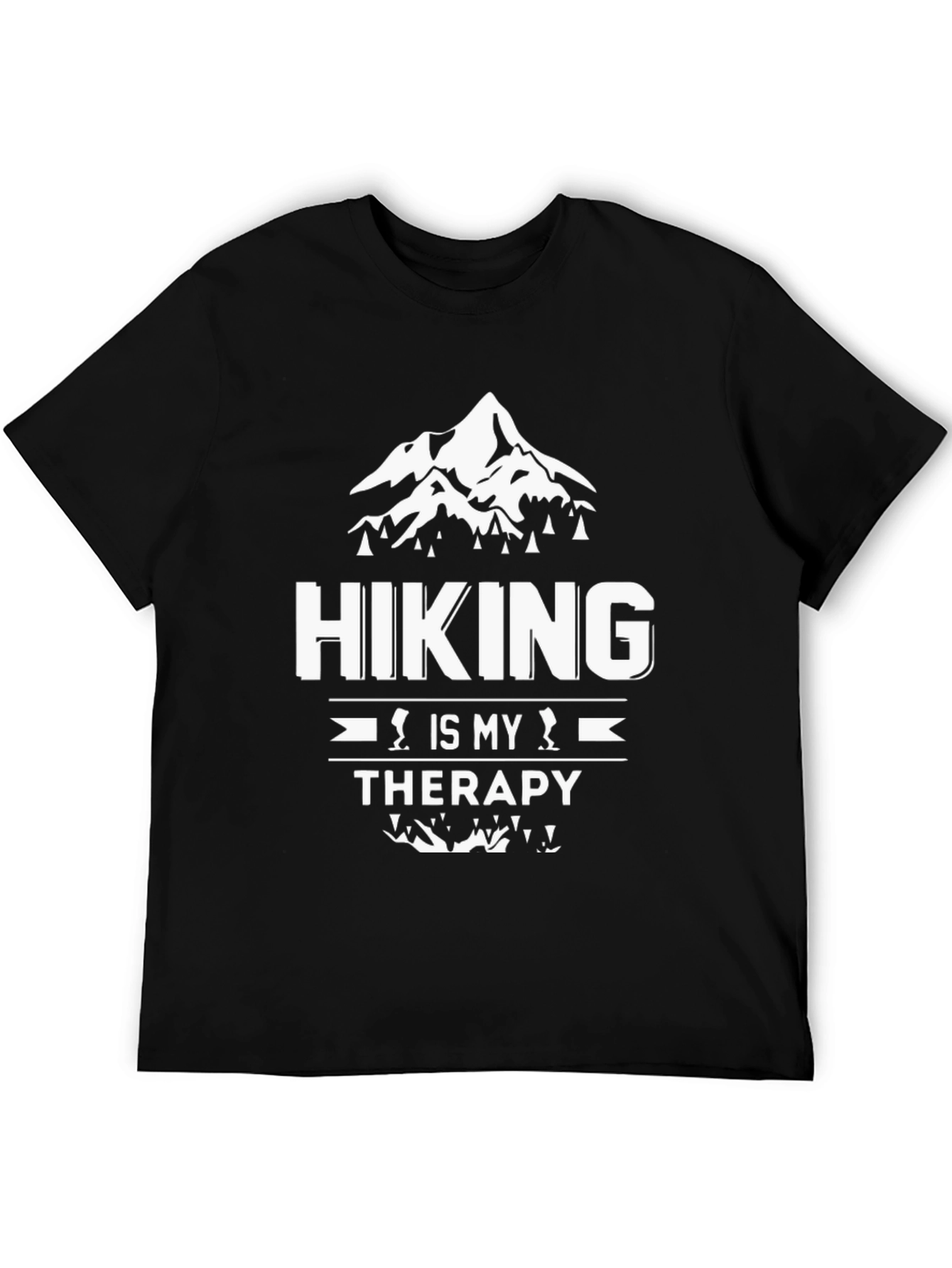 Black Hiking is My Therapy Black Graphic T-Shirt view 5