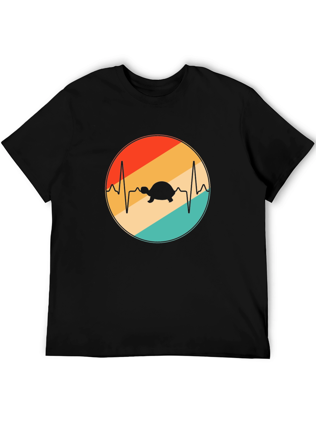 Black Retro Turtle Heartbeat T-Shirt view 5