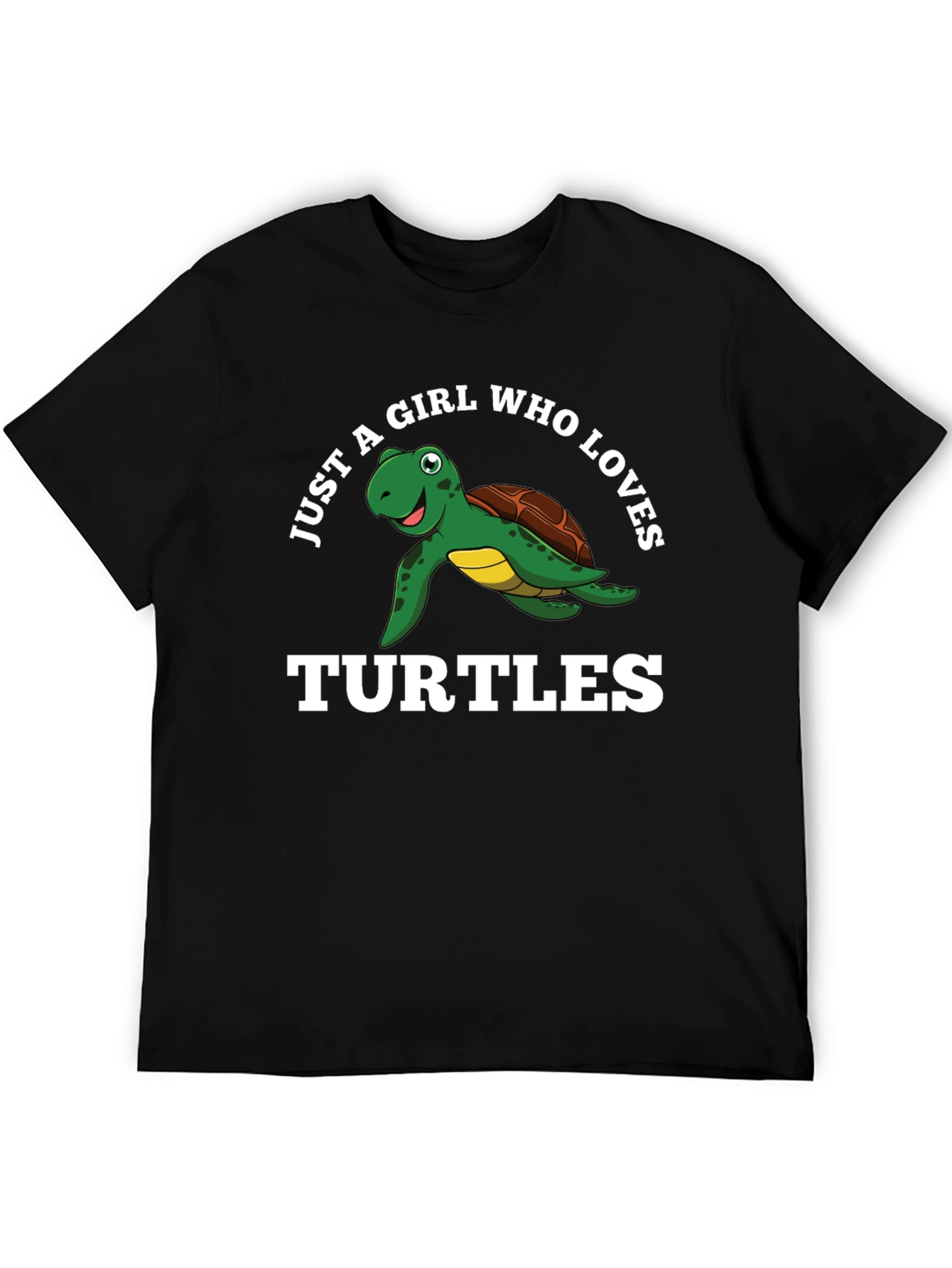 Black Just A Girl Who Loves Turtles Black T-Shirt view 5