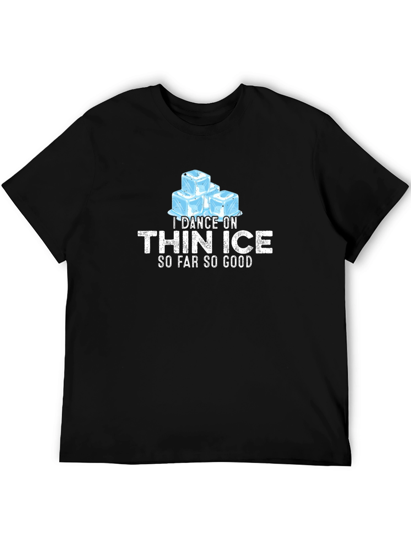 Black I Dance On Thin Ice Men's Black Graphic T-Shirt view 5
