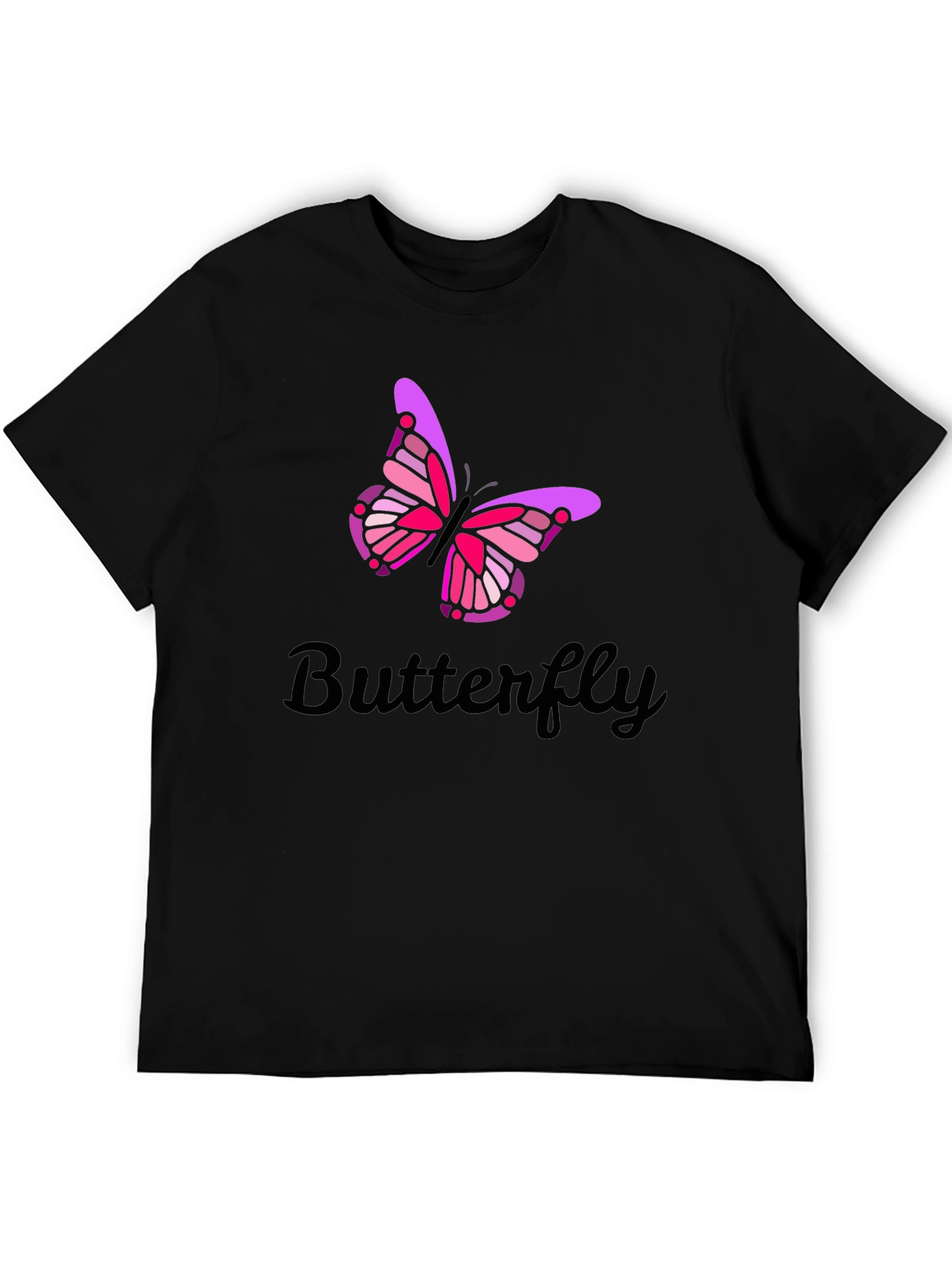 Black Butterfly Graphic Print Men's Black T-Shirt view 5