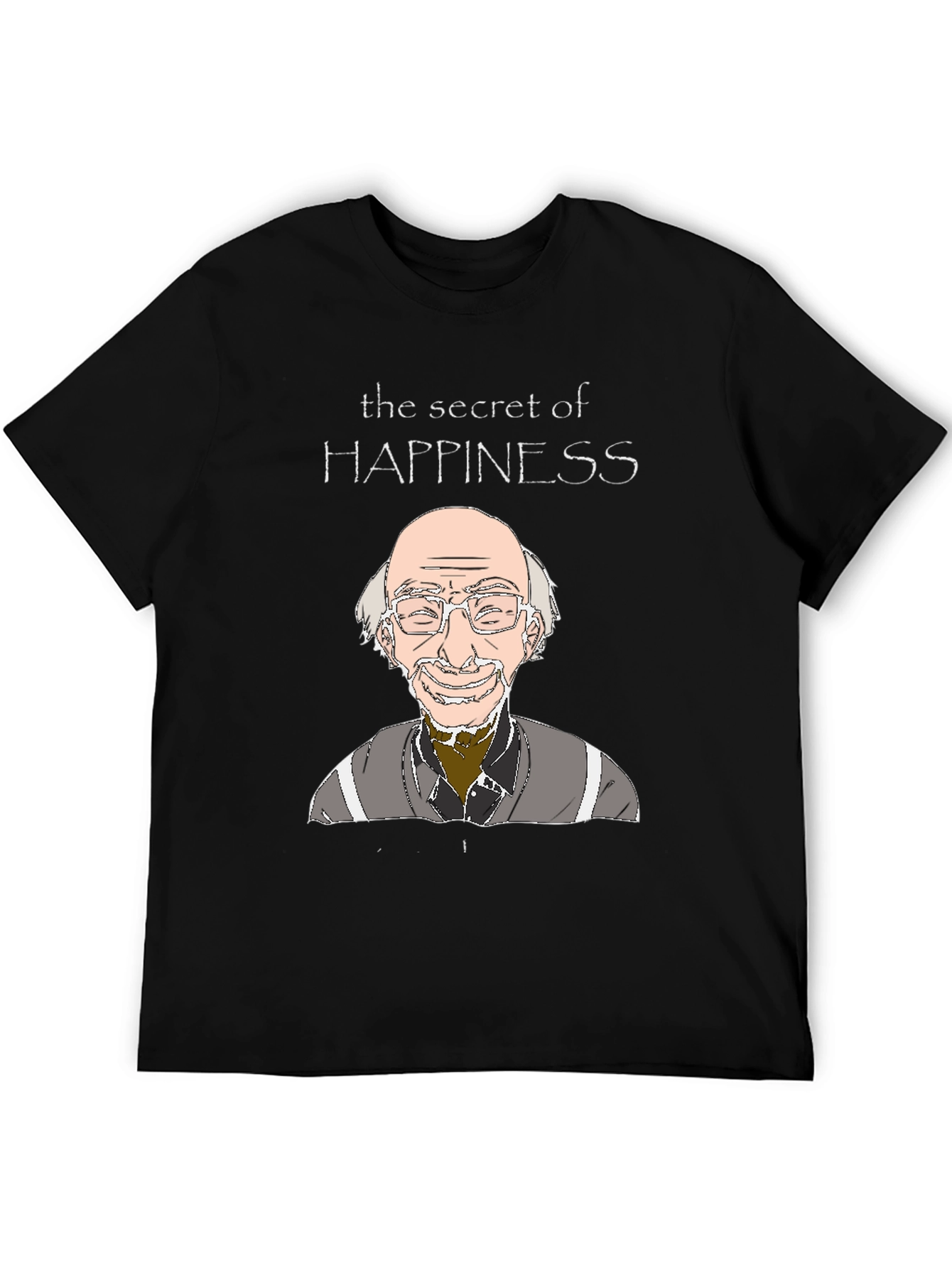 Black Secret of Happiness Cartoon Graphic Tee view 5