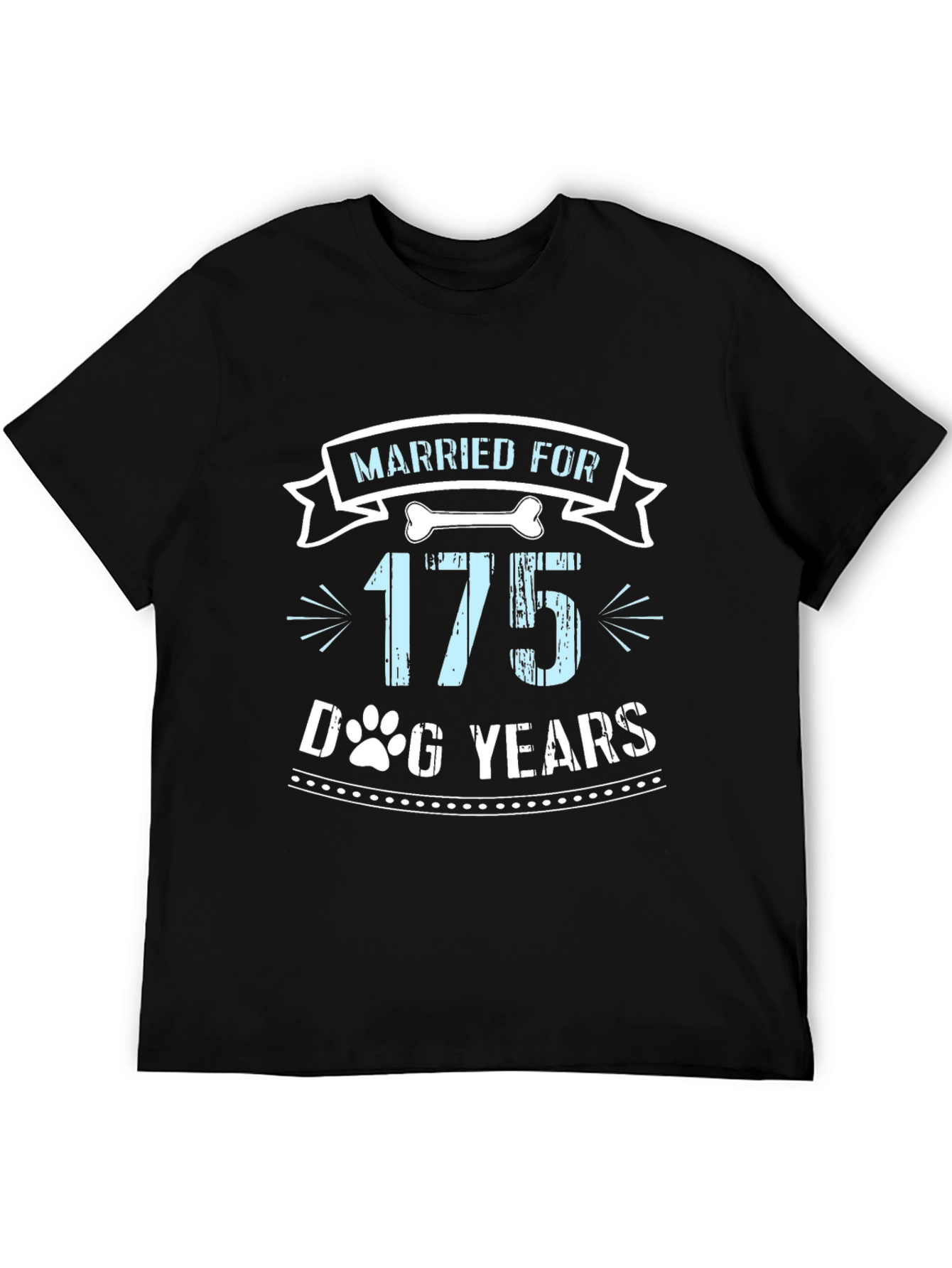 Black Married For 175 Dog Years Graphic Tee view 5