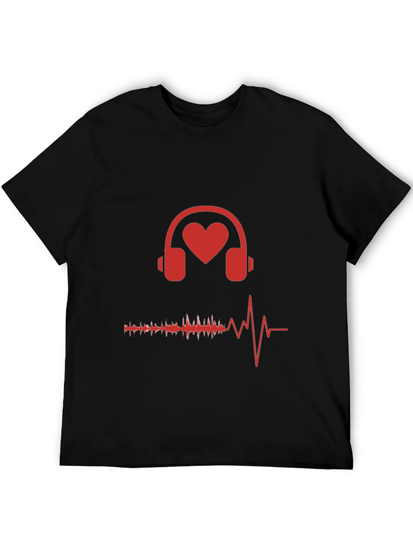 Black Heart Headphones Graphic Tee - Music Lover Shirt view 5