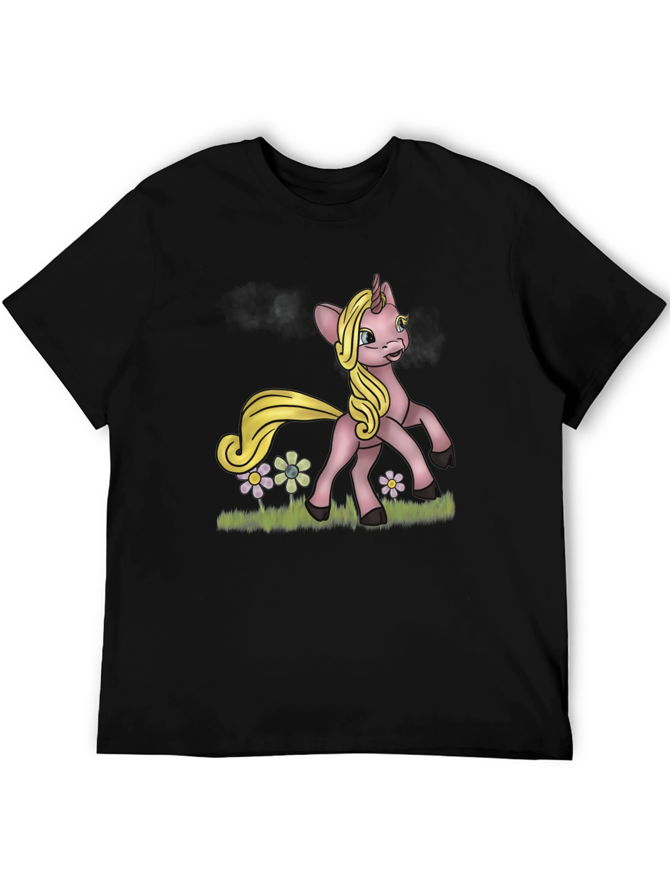 Black Unicorn Graphic T-Shirt - Whimsical Cartoon Design view 5