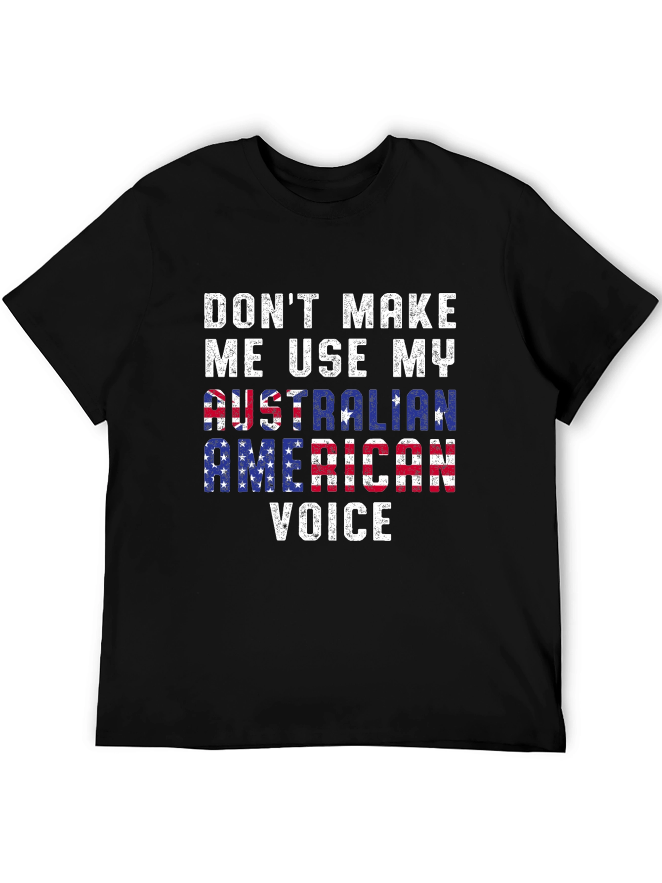 Black Funny Australian American Voice T-Shirt view 5