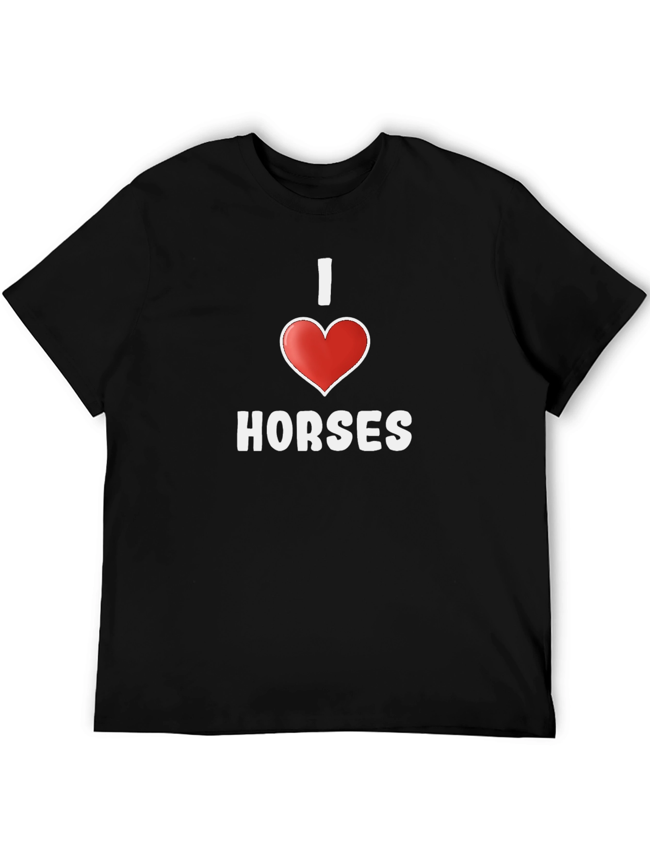 Black I Heart Horses Graphic Tee - Black Cotton Casual Shirt view 5