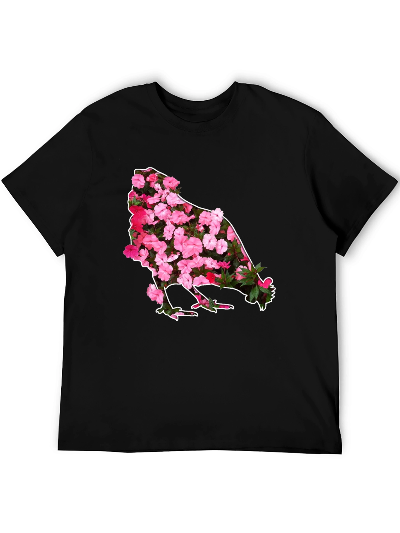 Black Floral Chicken Graphic Tee - Black view 5