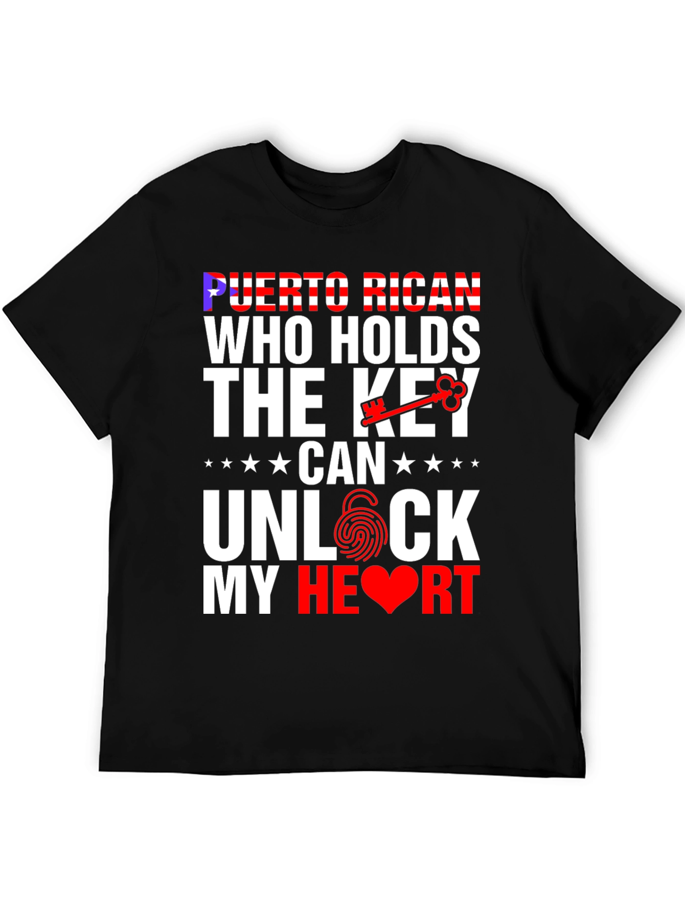 Black Puerto Rican Key to My Heart Graphic T-Shirt view 5