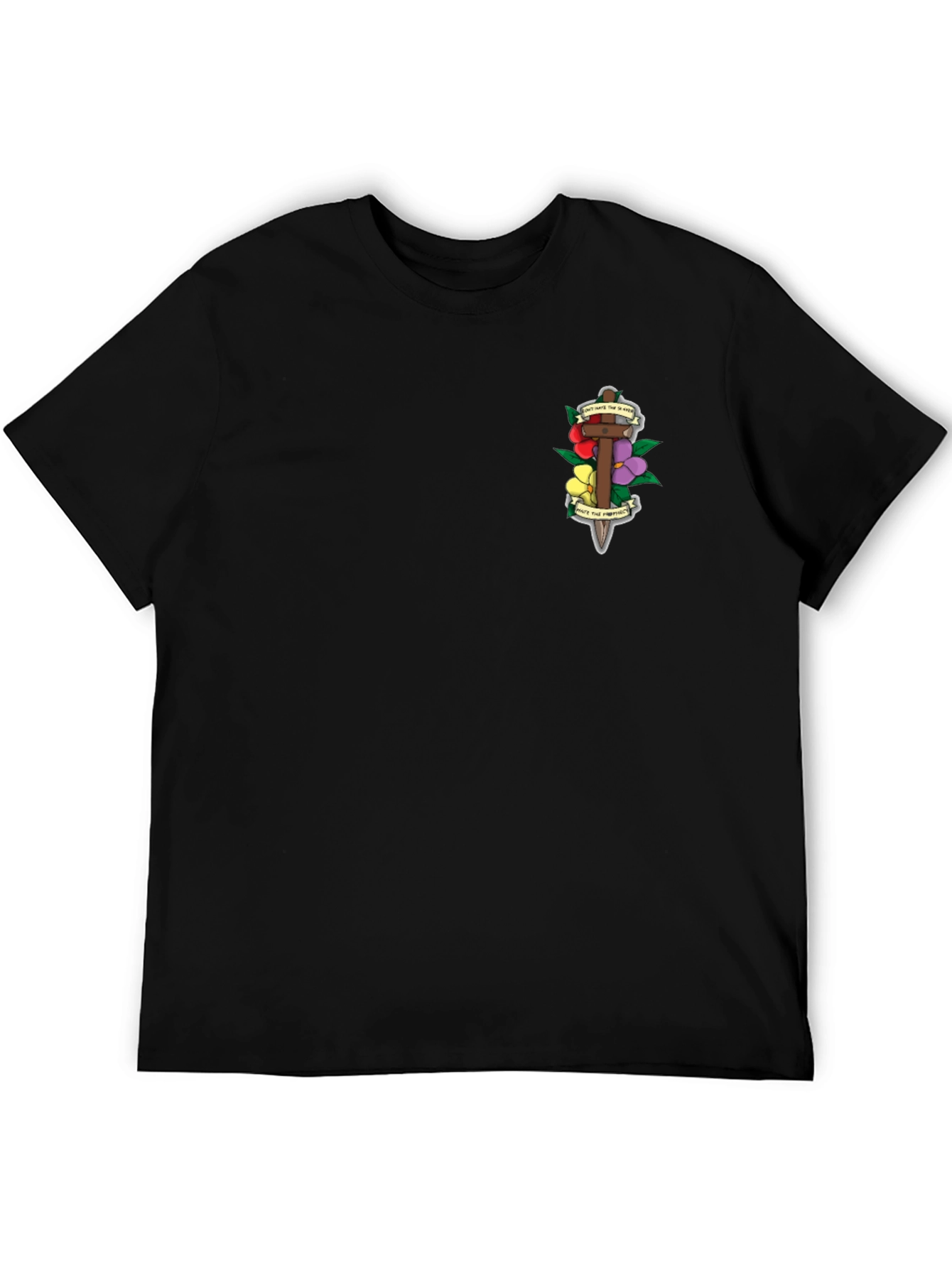 Black Floral Dagger Graphic Tee - Classic Black Shirt view 5