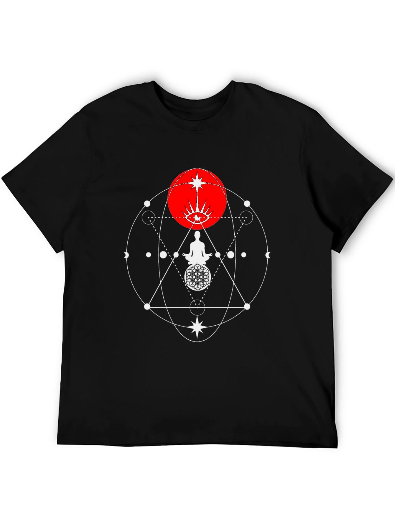 Black Mystic Geometry Graphic Tee - Black Cotton Comfort view 5