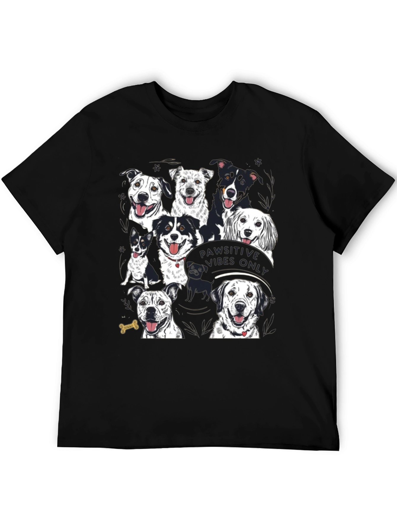 Black Pawsitive Vibes Only Dog Graphic T-Shirt view 5