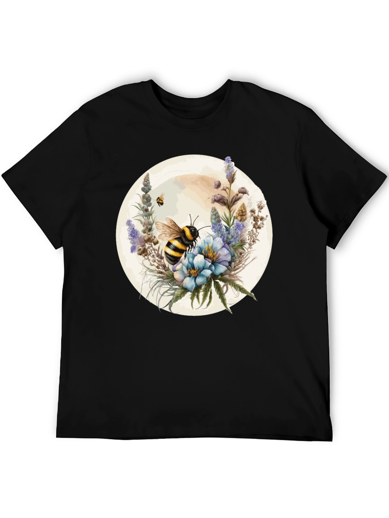 Black Bumble Bee Floral T-Shirt view 5