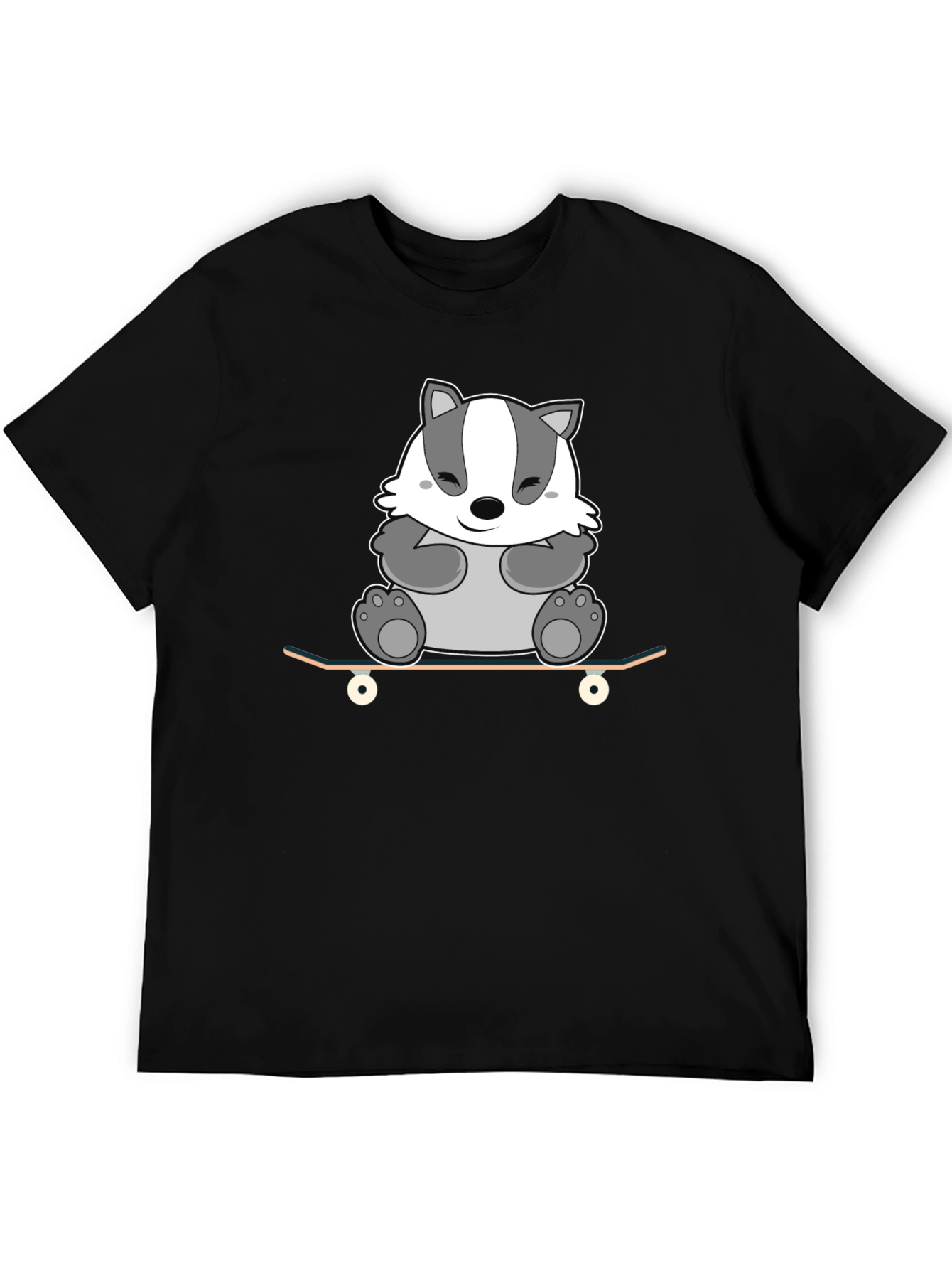 Black Badger Skateboarder Tee - Cool Cartoon Graphic Shirt view 5