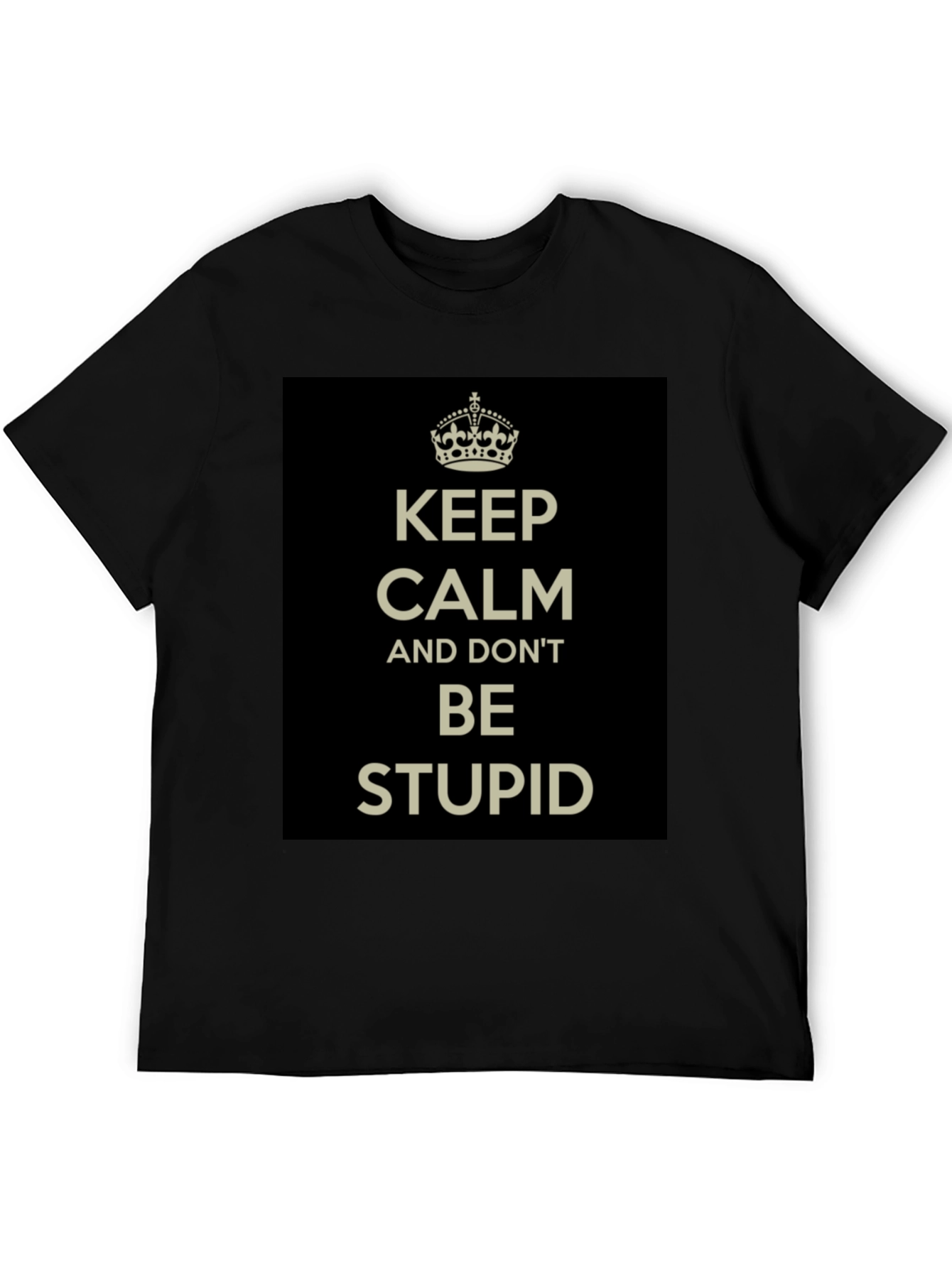 Black Keep Calm and Don't Be Stupid T-Shirt view 5