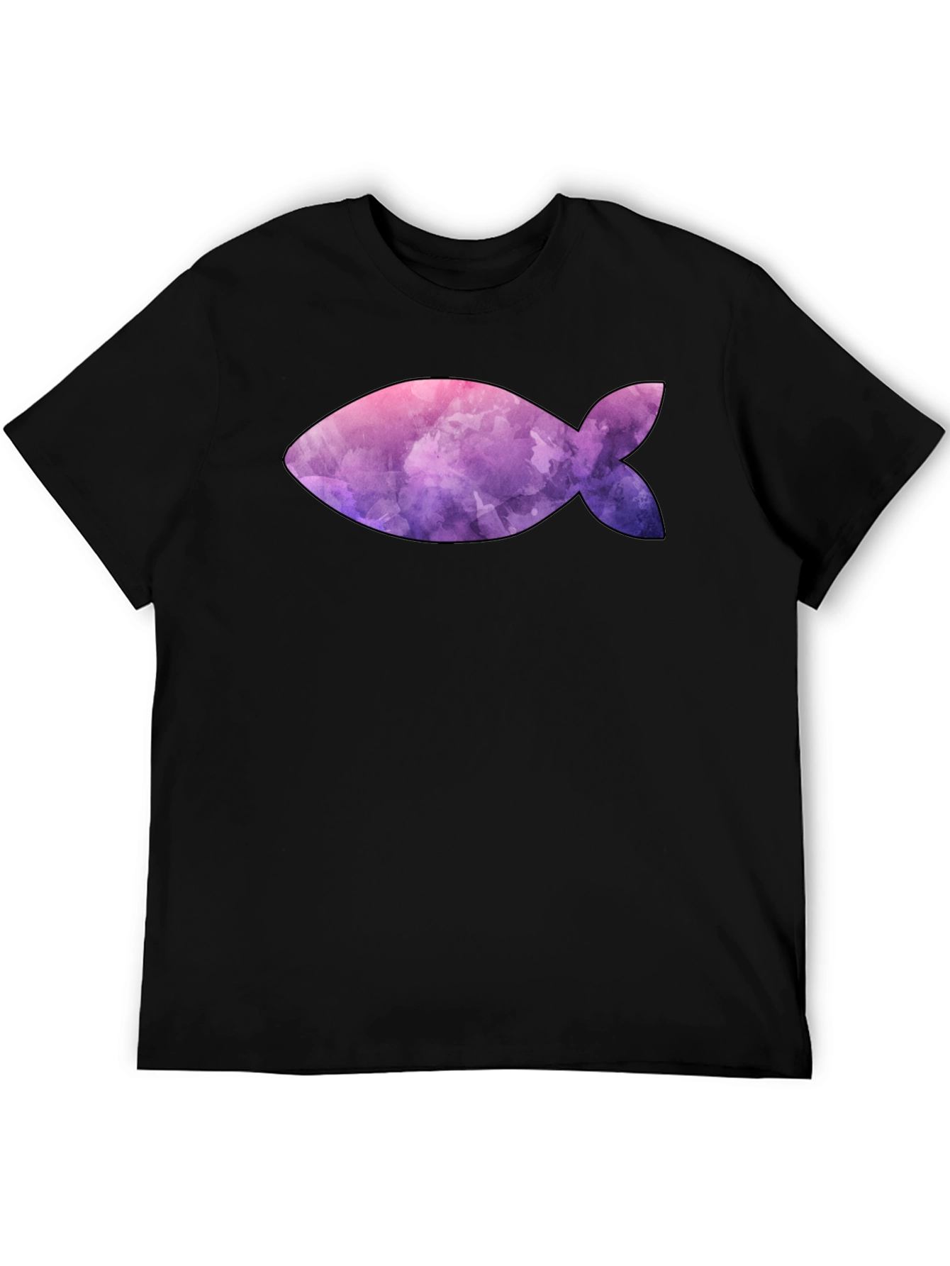 Black Fish Graphic Tee - Artistic Print Black Shirt view 5