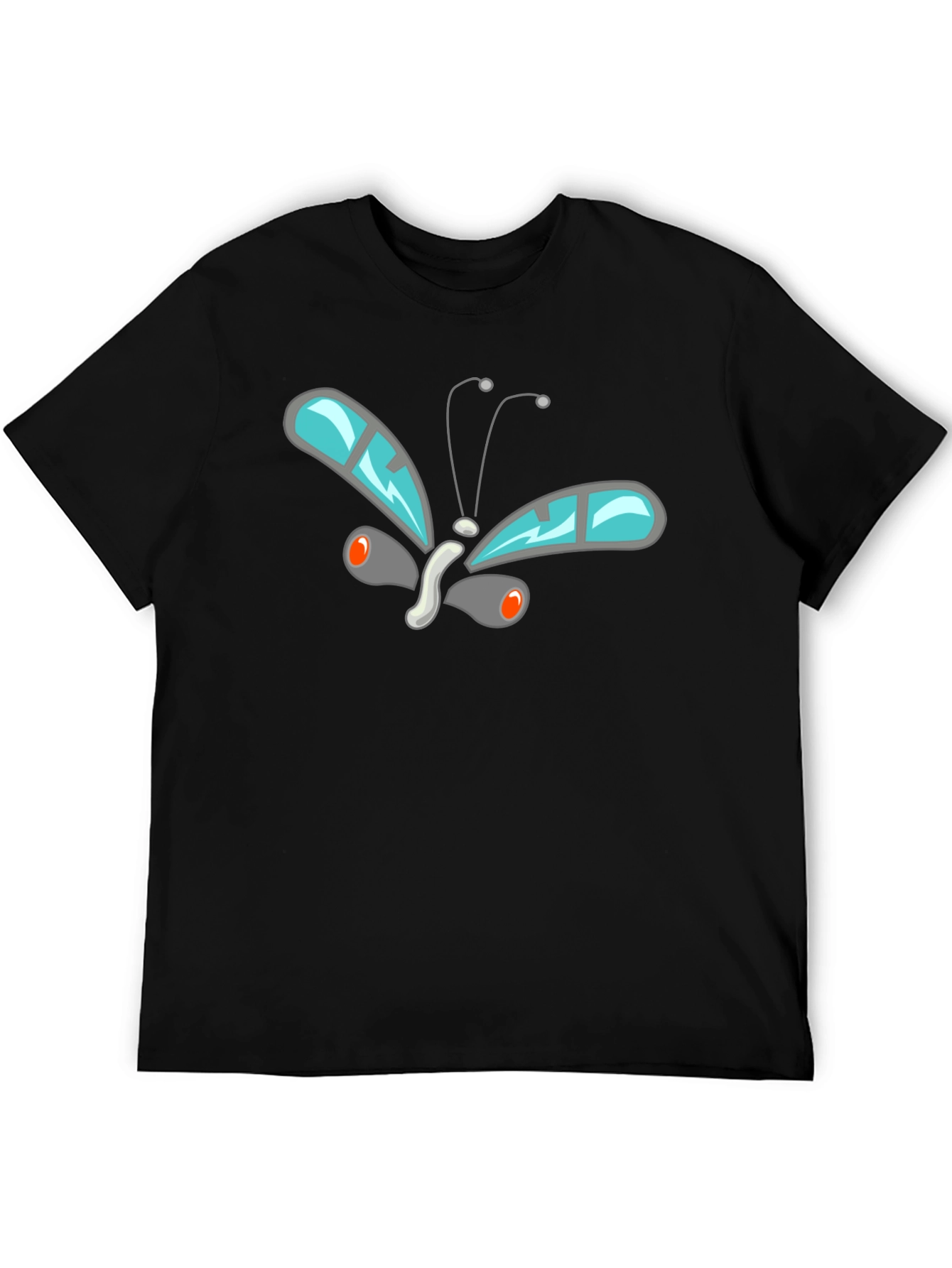 Black Cool Butterfly Graphic Black T-Shirt view 5