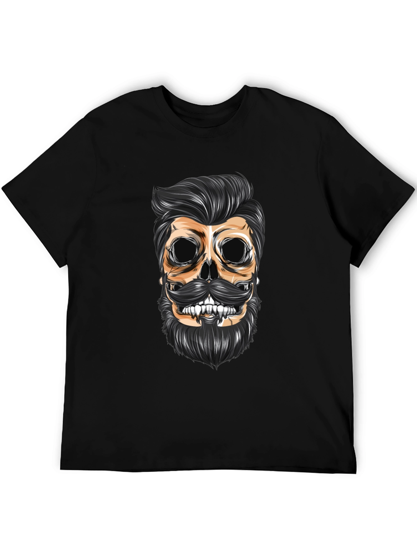 Skull Barber Graphic T-Shirt - Men's Black Crew Neck Tee - 5