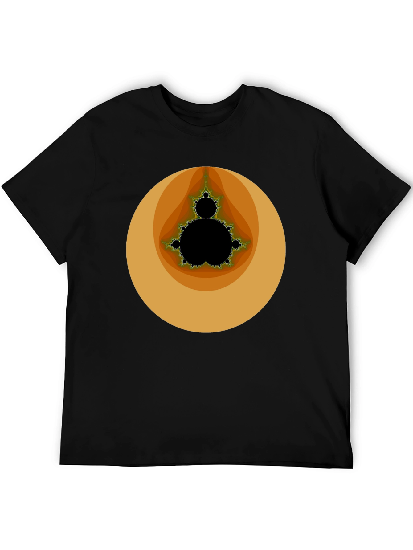 Black Mandelbrot Set Graphic Tee - Black Cotton T-Shirt view 5