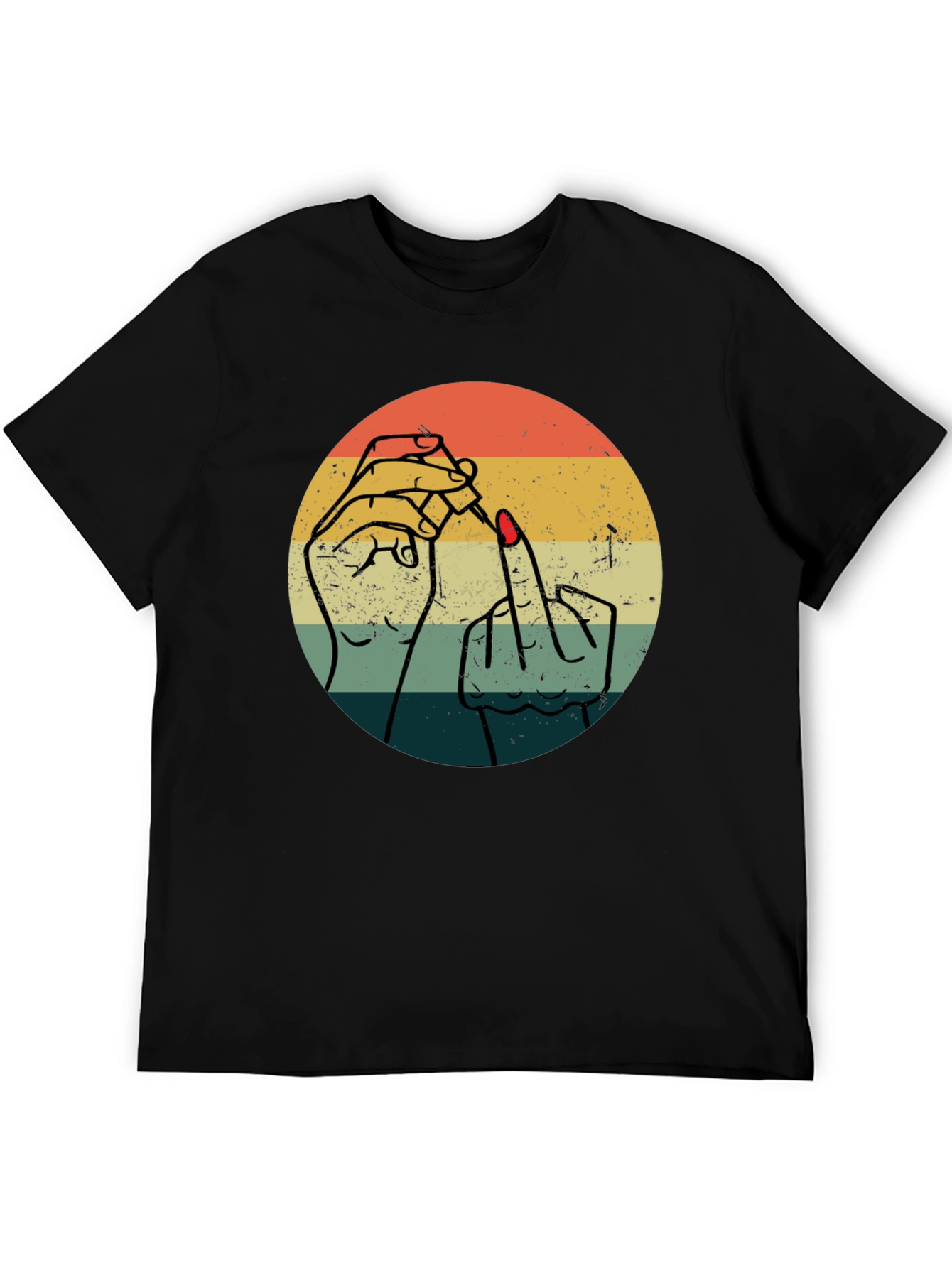Black Retro Nail Polish Middle Finger Graphic Tee - Unisex view 5