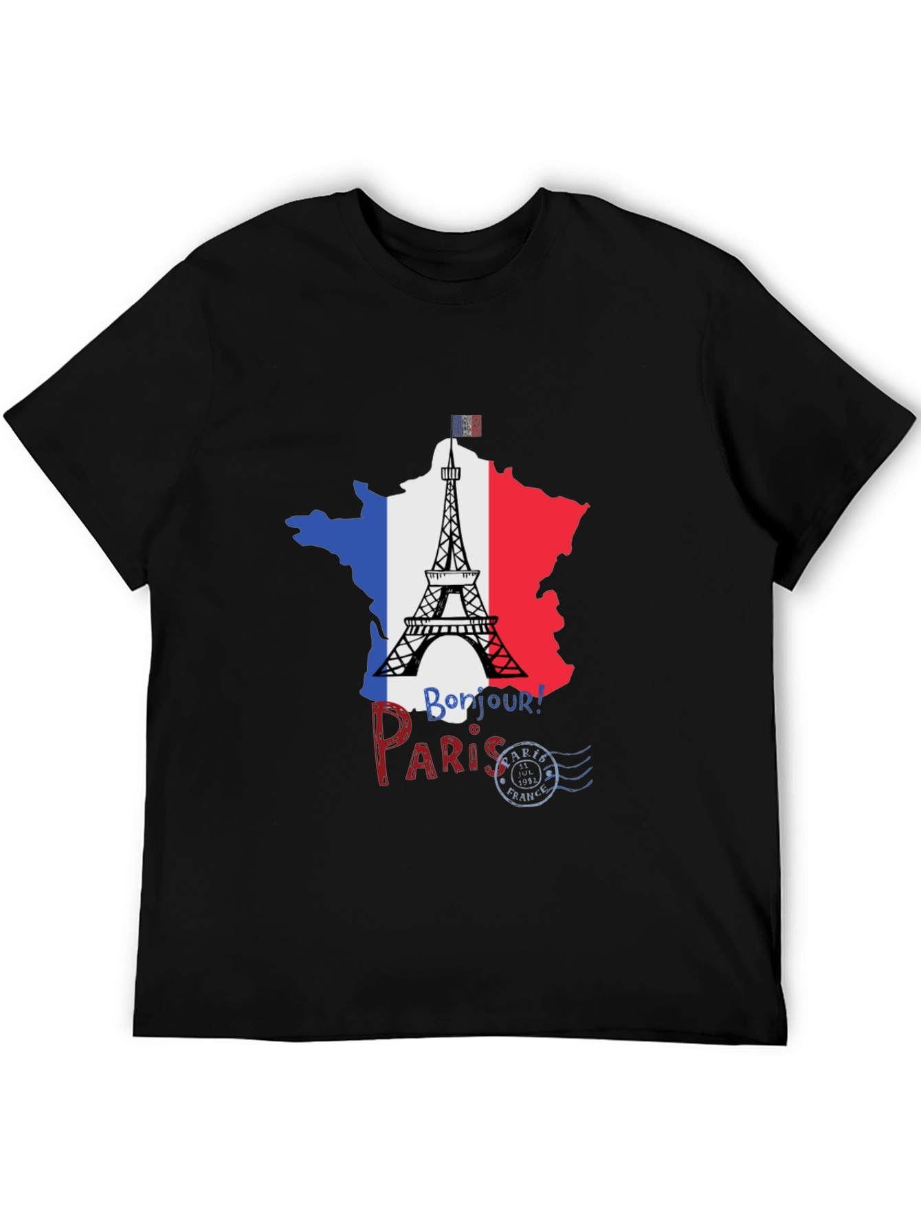Paris France Eiffel Tower Black T-Shirt - 5